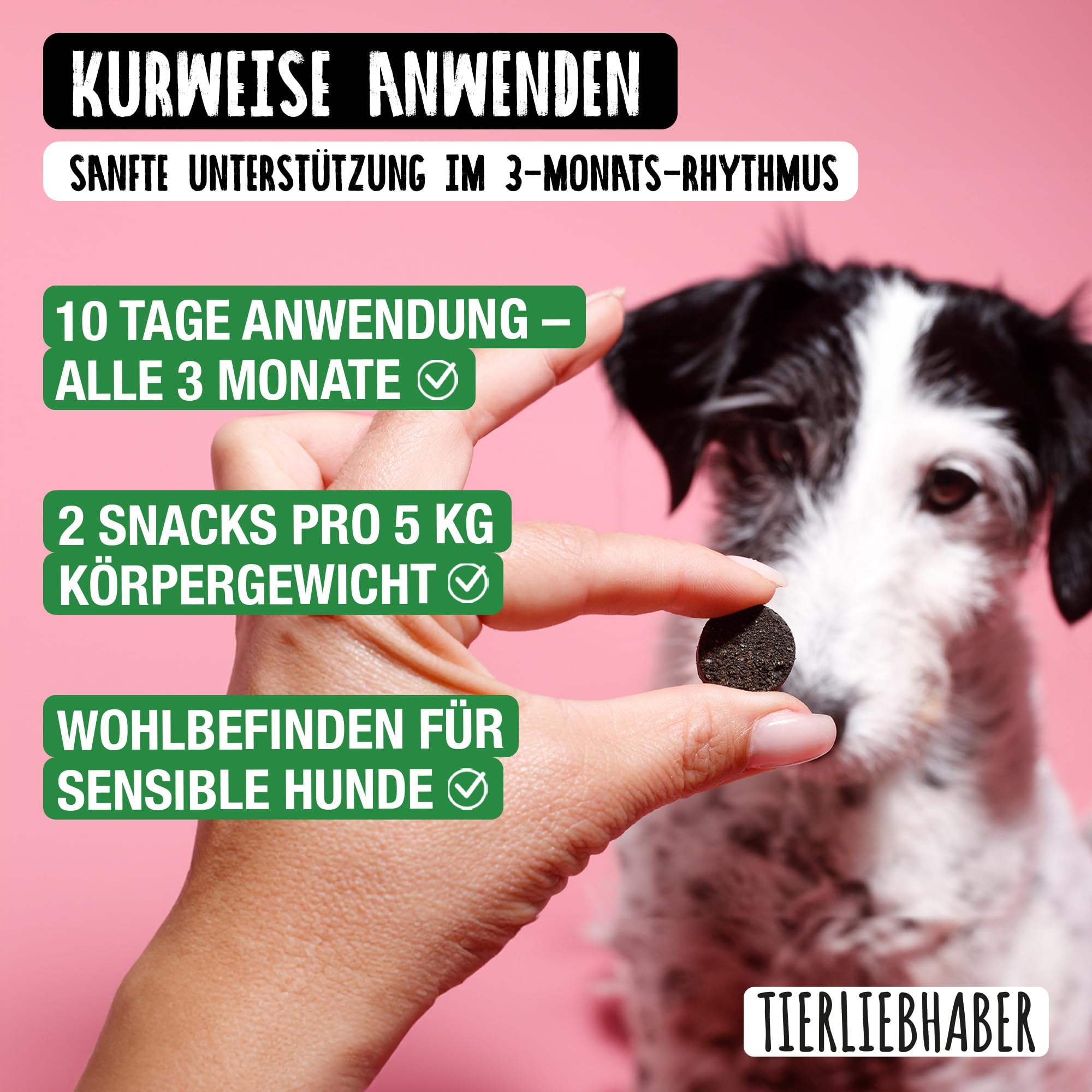 TIERLIEBHABER G-Snack Hundeleckerli – Ergänzung gegen unerwünschte Mitbewohner bei Hunden – Hunde Leckerlis zur Unterstützung bei Hund Darmflora aufbauen – 350g (ca. 115 Drops) Dog Treats