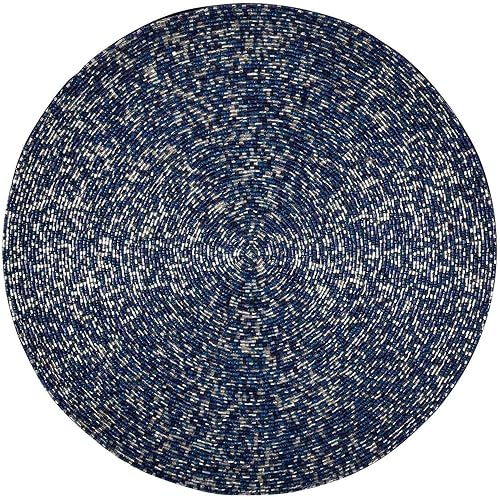 Mantel individual de cuentas hecho a mano, mantel bordado de polvo de estrellas para mesa de comedor en azul y plateado, decoración de mesa costera,