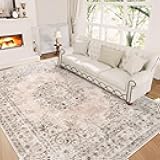 6x9 Area Rugs for Living Room: Washable Vintage Rug Indoor Soft Non-Slip Distressed Carpet for Bedroom Dining Room Nursery Home Office (Brown, 6'x9')