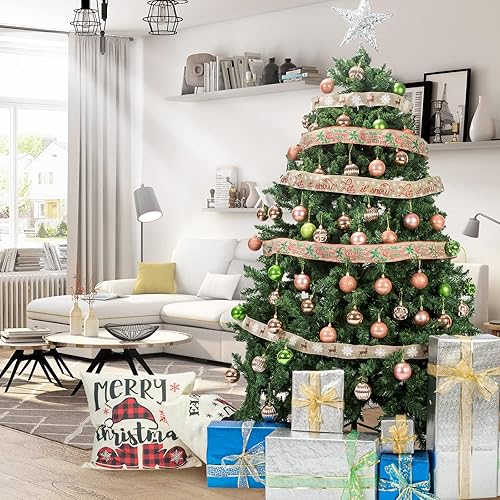 Miniatura 9 de ZHMTang - Bolas de Navidad de 41 quilates, 2.36 pulgadas (60 mm, oro rosa)