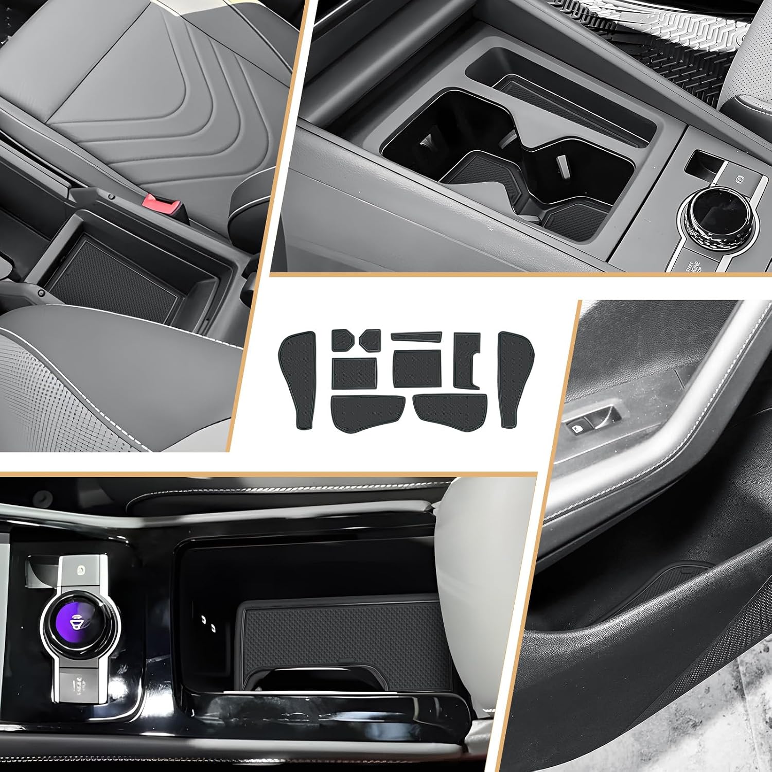 2026 Tiguan Door Slot Mats - 10 Pcs Black Center Console Liner for 2025-2026 VW Tiguan Accessories - Non-Slip Cup Holder Mat PVC Protection for 2025 2026 Volkswagen Tiguan Interior