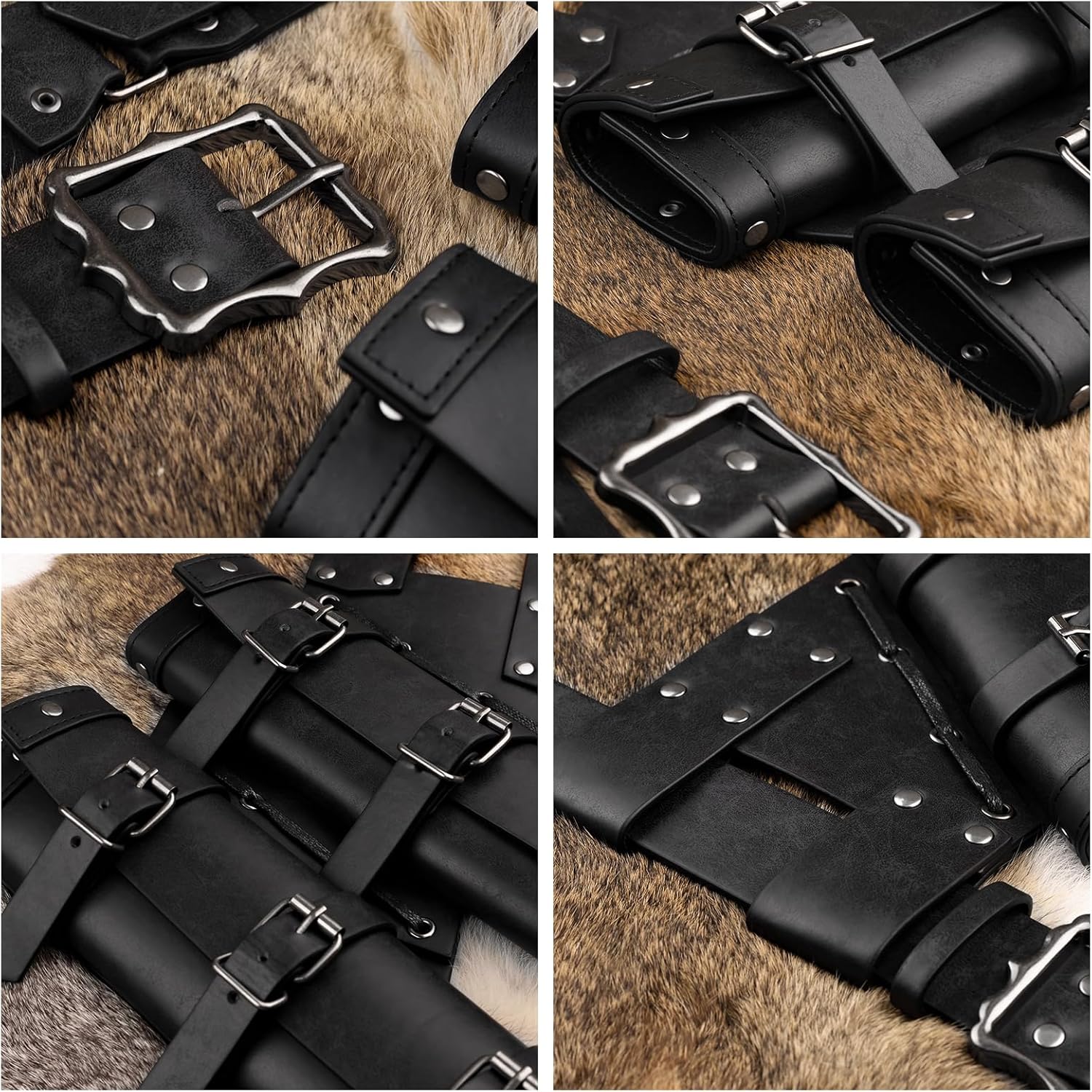 HiiFeuer 2 PCs Medieval Double Sword Frog with Belt Renaissance Adjustable Sword Holder Sheath Hoslter for Ren Faire Cosplay - Image 4