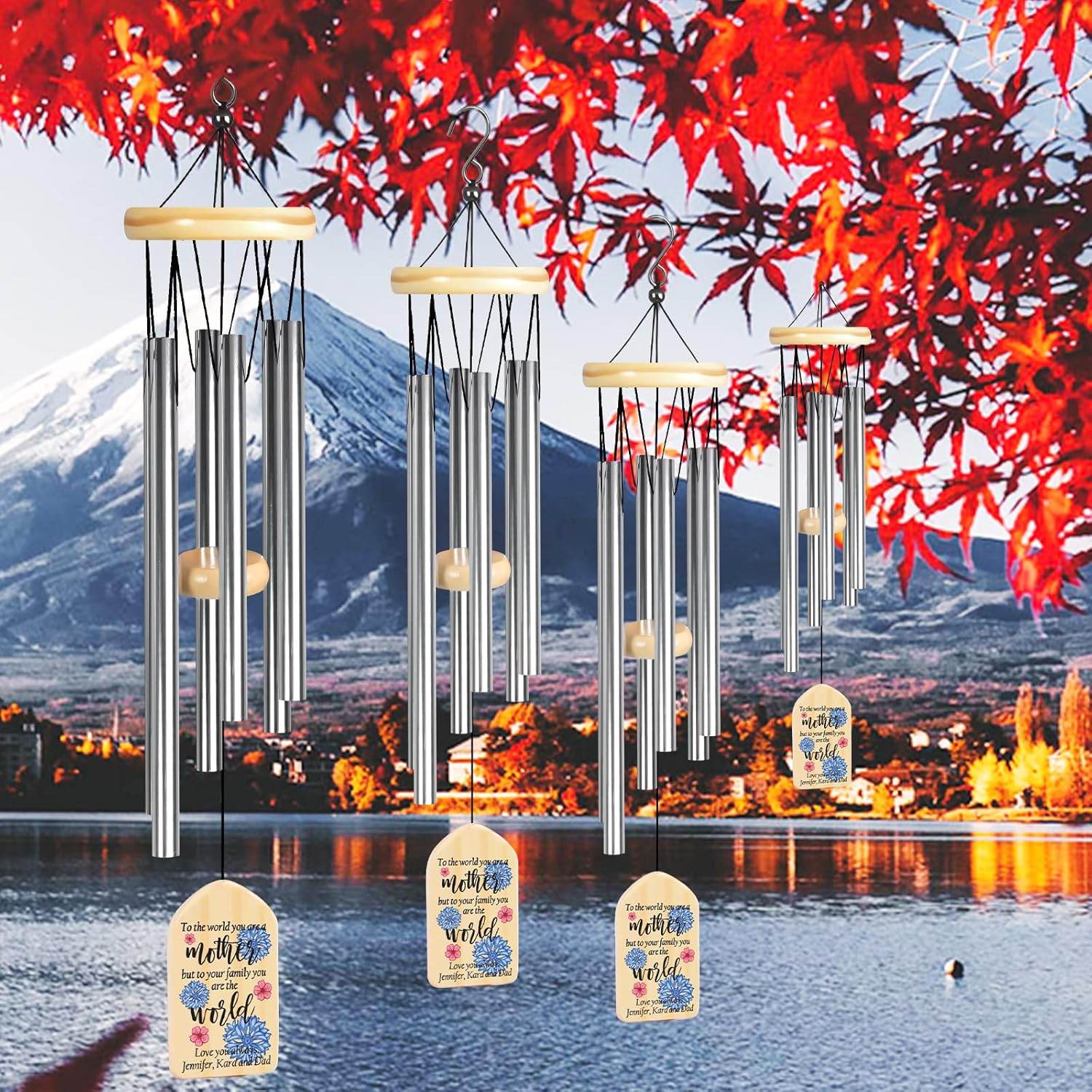 Jocidea Personalized Mom Gifts Wind Chimes - Gifts for Mom from Daughter or Son - Perfect for Mother's Day, Birthdays, Thanksgiving, Valentines Day or Christmas - You are The World