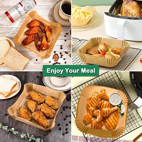 Miniatura 6 de Air Fryer Liners Disposable, 220PCS 8 Inch Square Parchment Paper Liners for 5-8QT Air fryer, Food Grade Air Fryer Paper Liner Non-Stick Airfryer
