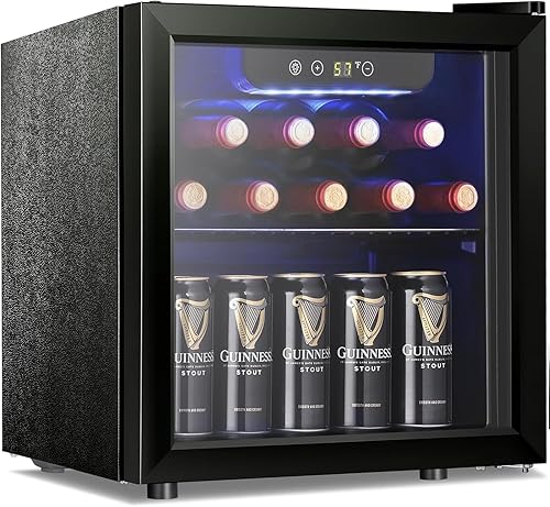 Antarctic Star Refrigerador de vino para 12 botellas de 48 latasgabinete para bebidas, mini nevera, 1.3 pies cúbicos, color negro