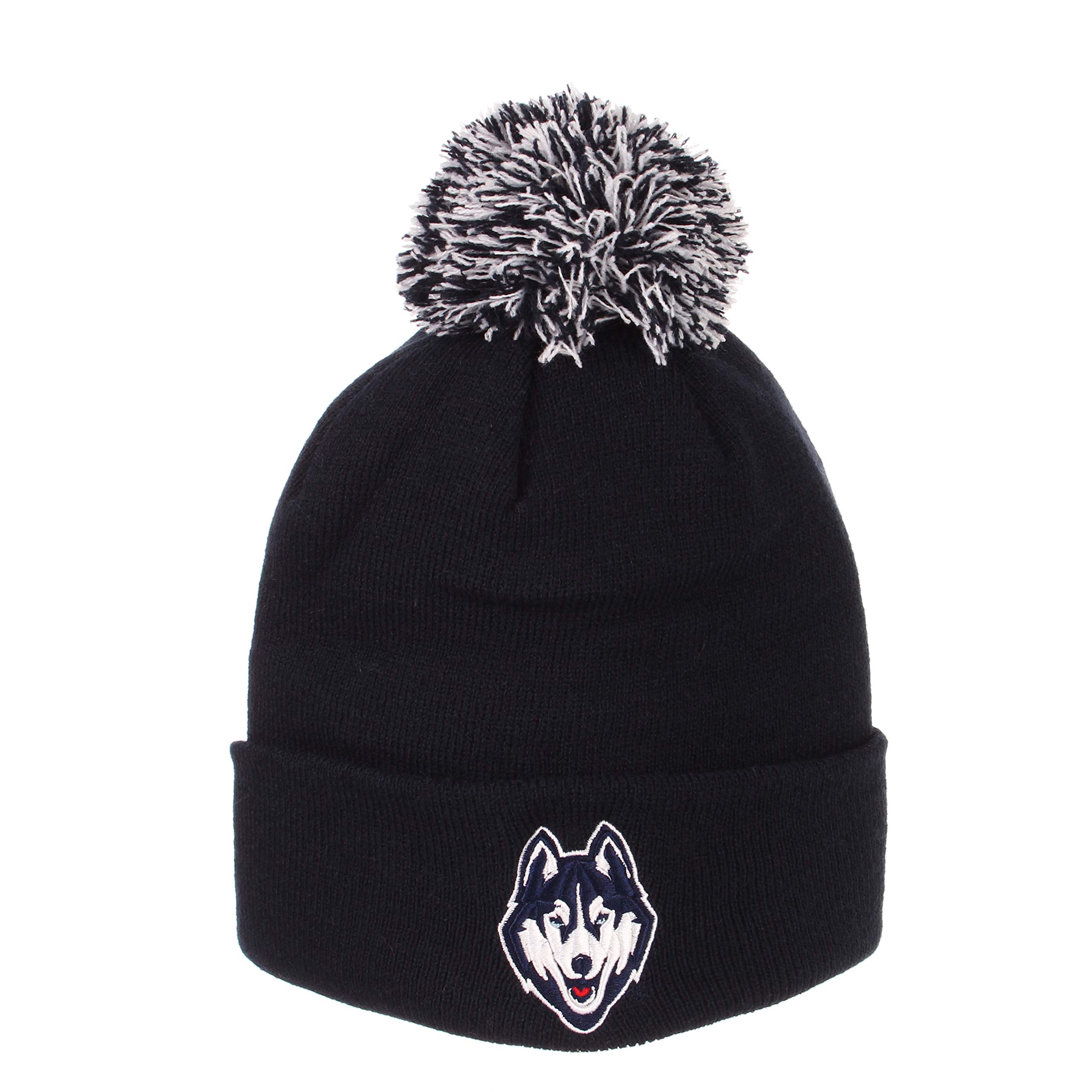 Zhats Unisex Navy Blue Connecticut Huskies Uconn Navy Cuff Beanie Hat With Pom - Ncaa Cuffed Winter Knit Beanie Toque Hat
