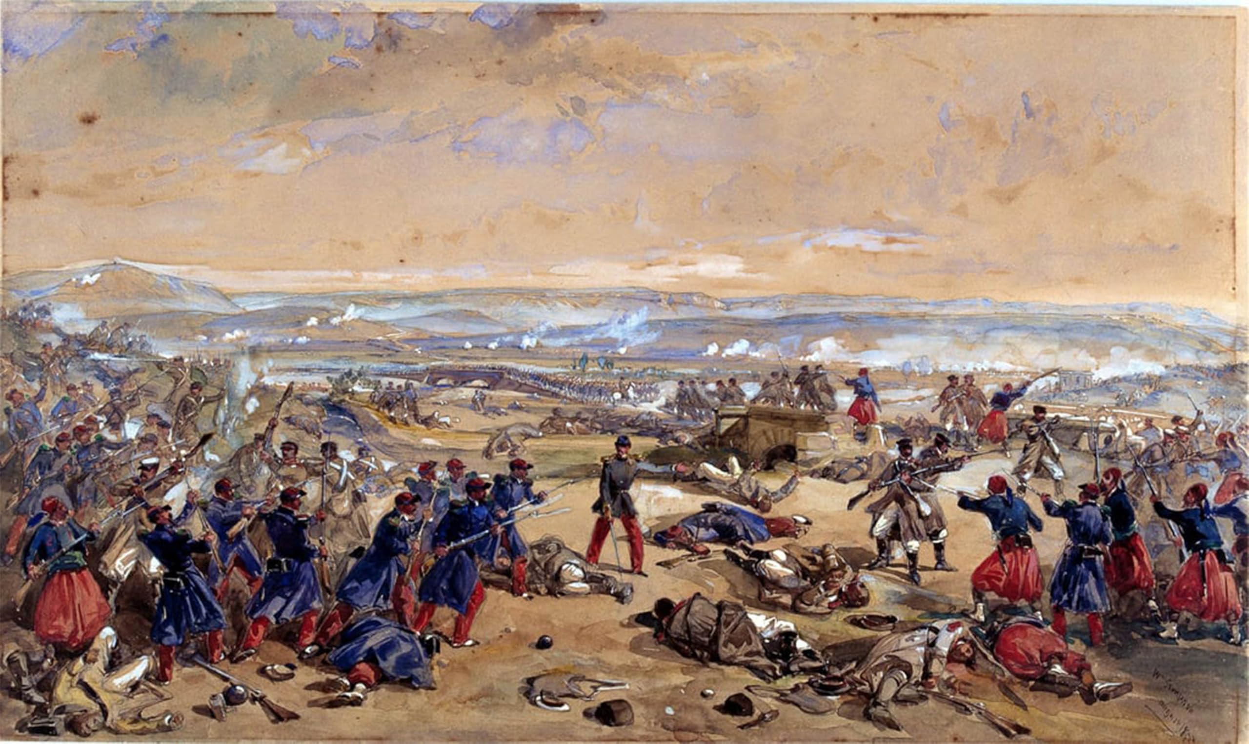 POSTERIIk Vintage Art Print Images Pictures Print the Battle of Tcherneya August by William Crimea Simpson Modern Colour Posters for Office Home Decor 60x90cm