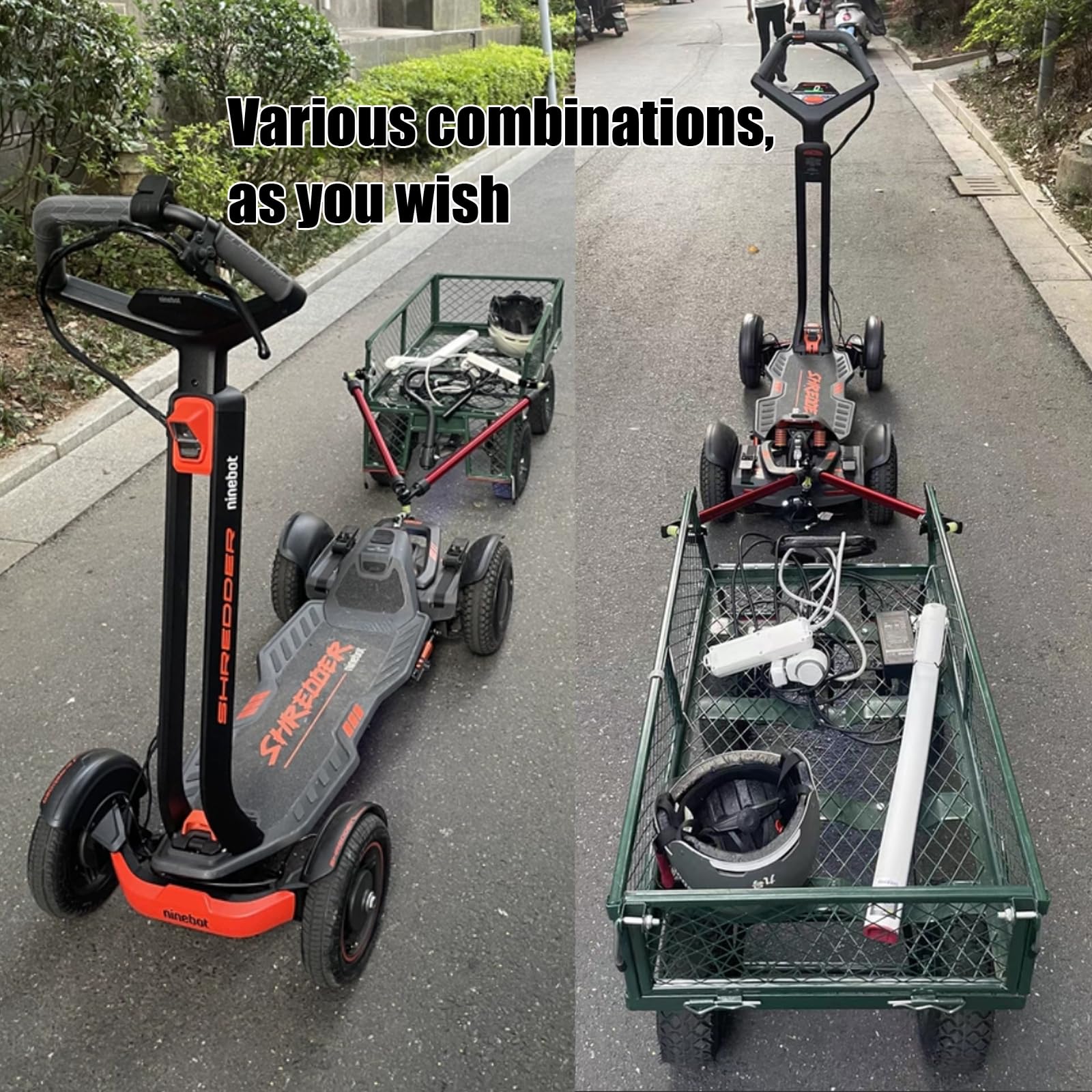 Conector de remolque de bicicleta, remolque de bicicleta plegable portátil con abrazaderas de liberación rápida para portador trasero y carrito de jardín, remolque de bicicleta para carro plegable