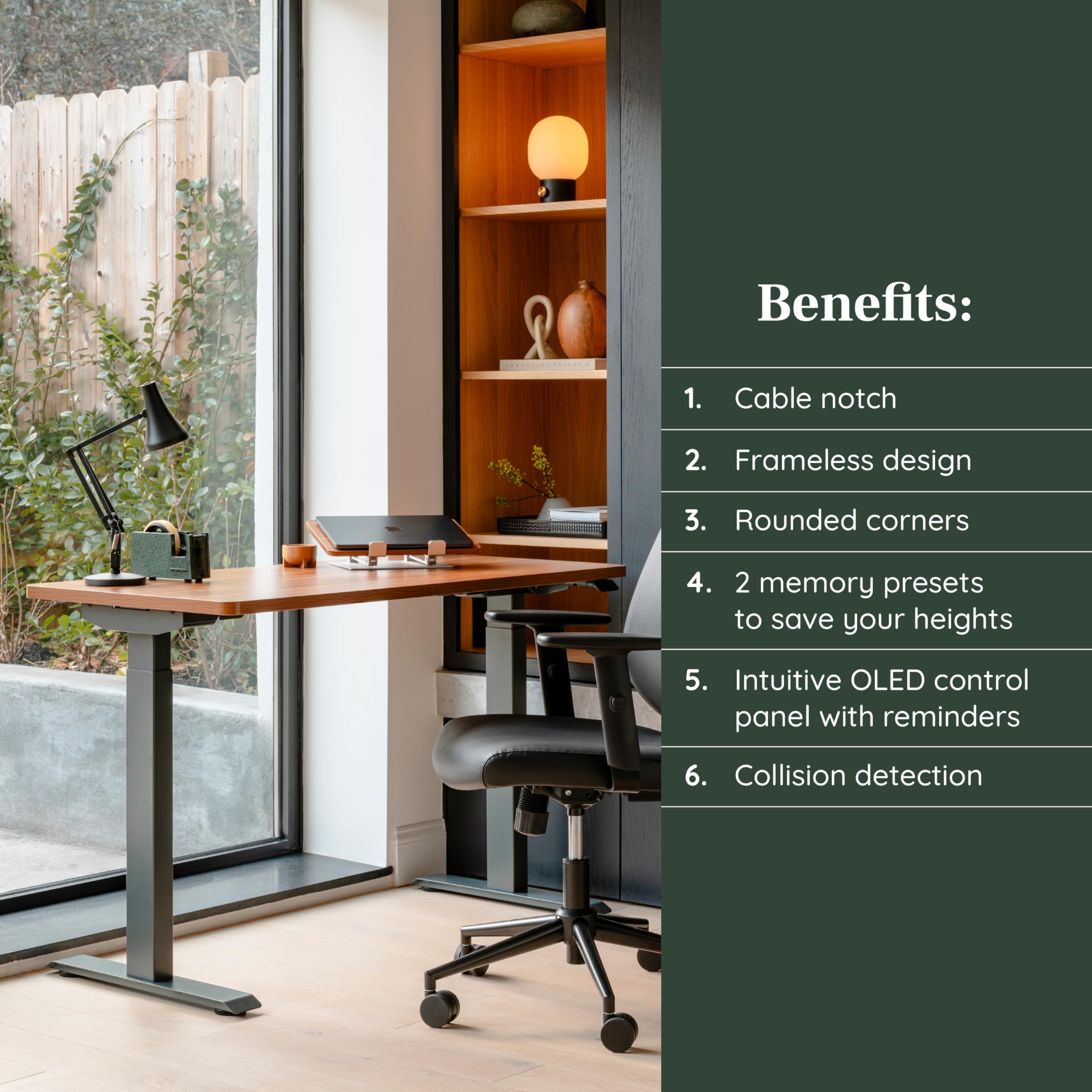 Branch Duo Standing Desk 58 Inches - Adjustable Standing Desk with 20 Range - OLED Control Panel - — view 5