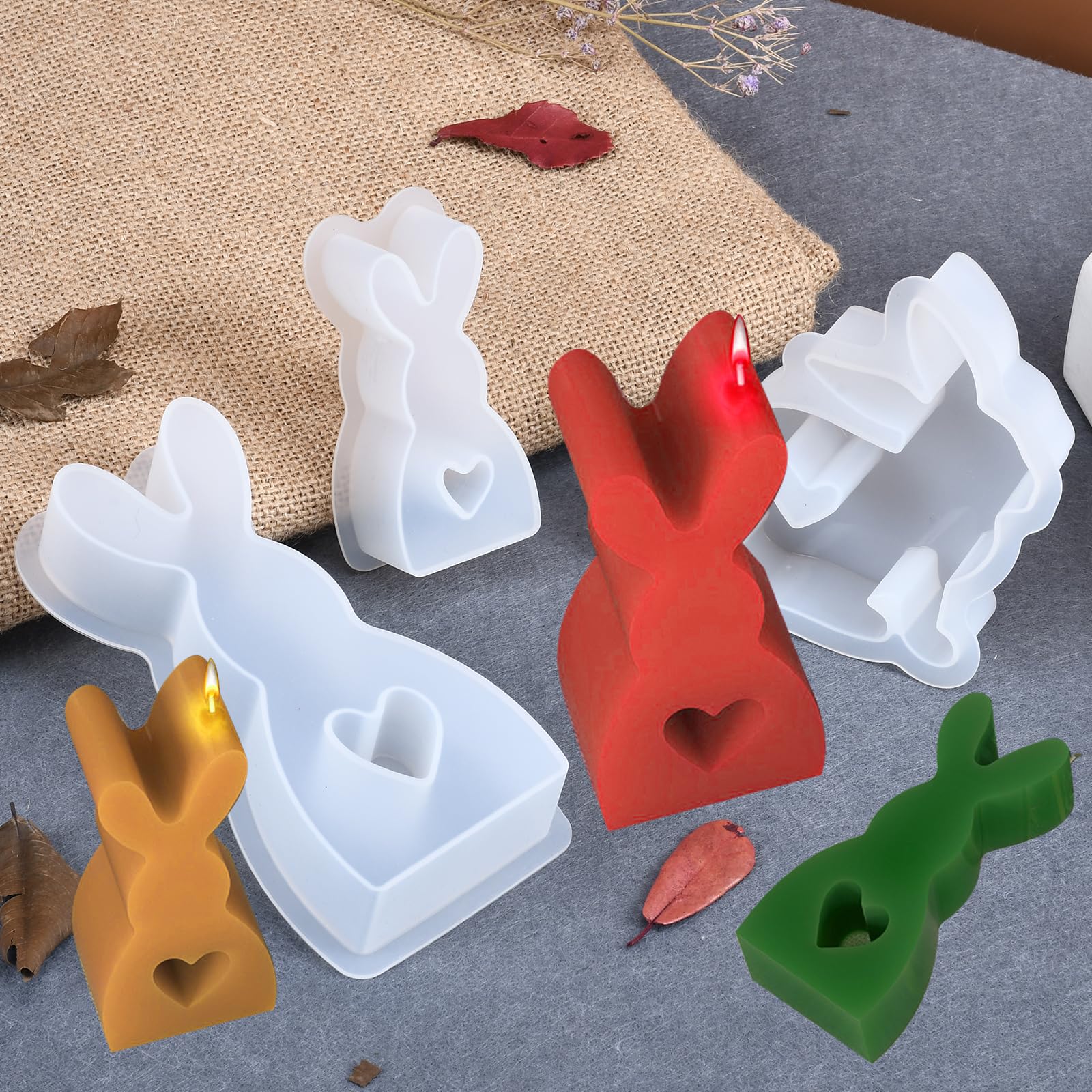 3 Stampini In Silicone Per Pasqua A Forma Di Coniglio – Per Candele, Saponi, Cioccolato – Fai Da Te Creativo - 2