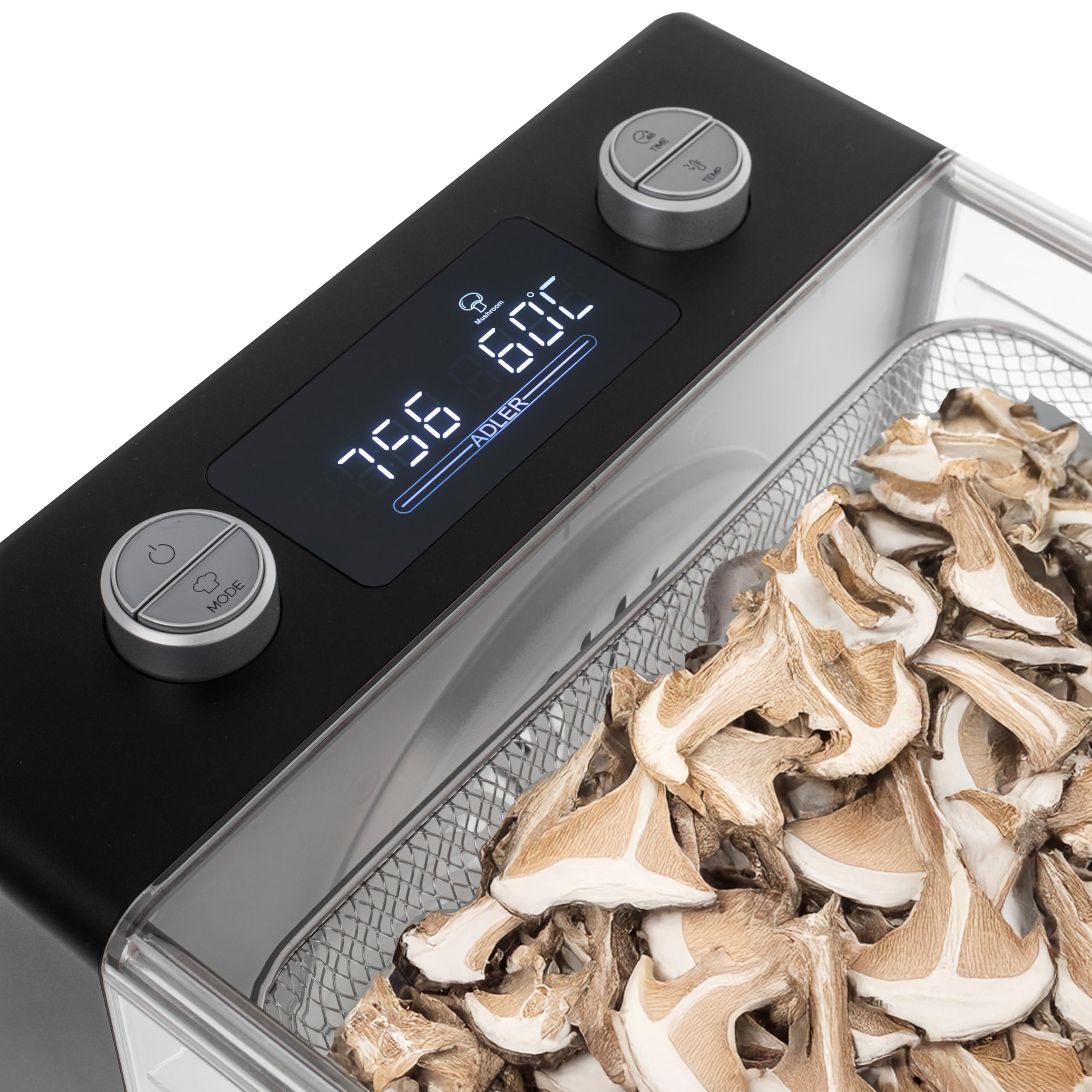 Adler Deshidratador de Alimentos Digital AD 6660, 6 Bandejas de Malla, Ventilador de Circulación, Pantalla LCD, Control de Temperatura y Tiempo
