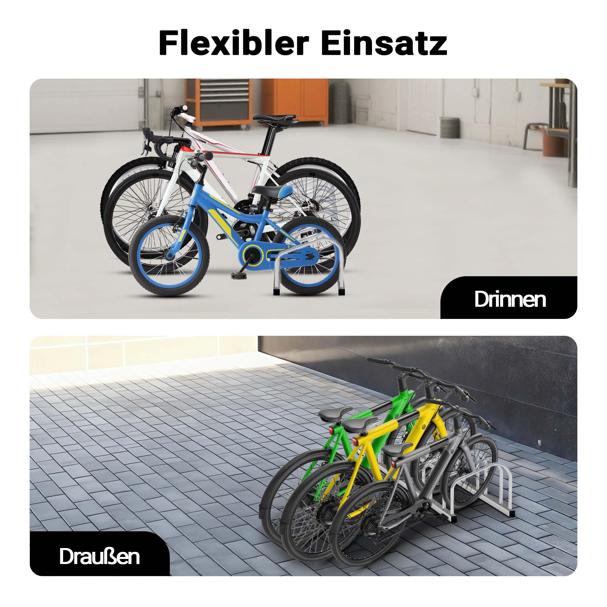 Fahrradständer für 6 Fahrräder 168x32x26,5cm aus verzinktem Stahl für drinnen und draußen geeignet für Boden- und Wandmontage Reihenparker Fahrradbügel