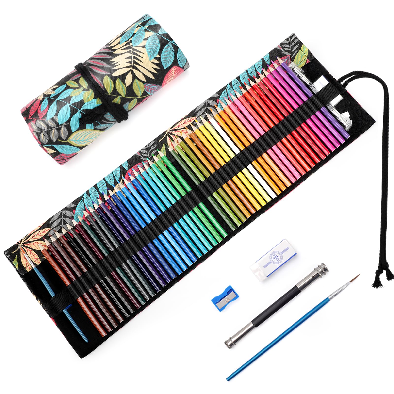 TOYESS 48 Lápices de Colores Profesionales con Estuche Enrollable para Niños y Adultos, Selva tropical