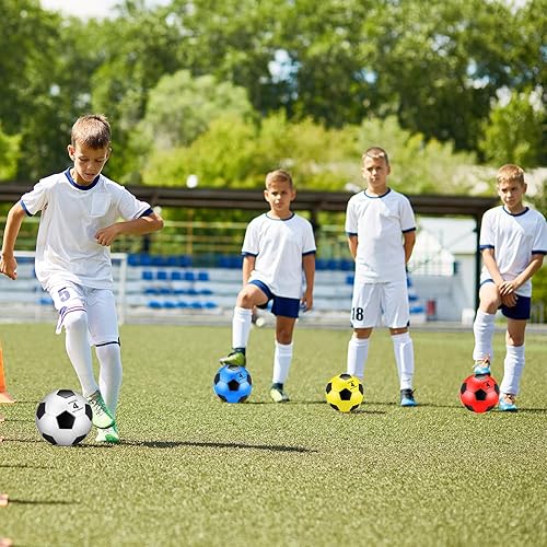 Miniatura 6 de Deekin 12 pelotas de fútbol con inflador, tamaño oficial, pelota de fútbol desinflada, cosidas a máquina, pelota deportiva exterior para niños,