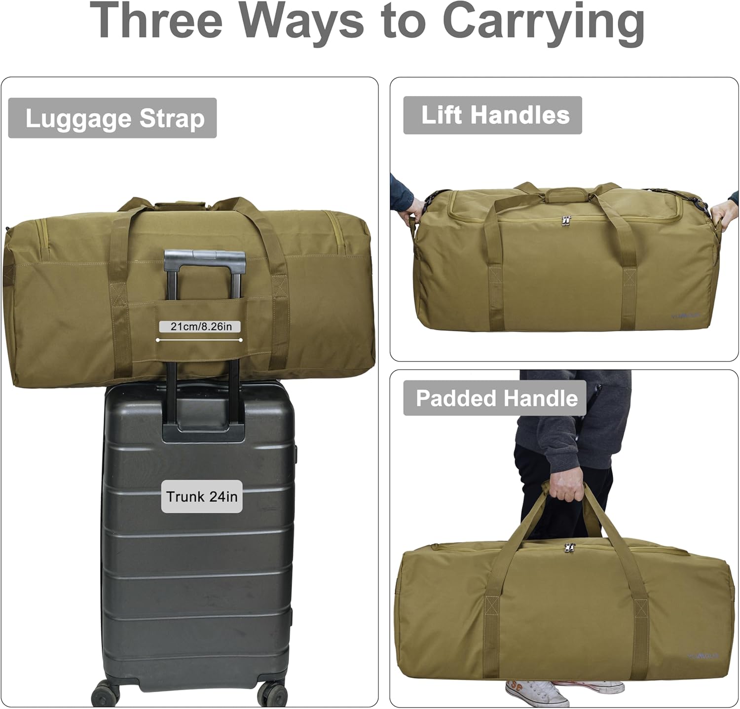 Large Duffle Bag for Travel, 100L Travel Duffel Bags for Men, 900D Polyester Water & Tear Resistant Extra Large Travel Bag Heavy Duty Moving Bags for Sport Camping Gear Holiday Decor Storage - Image 5