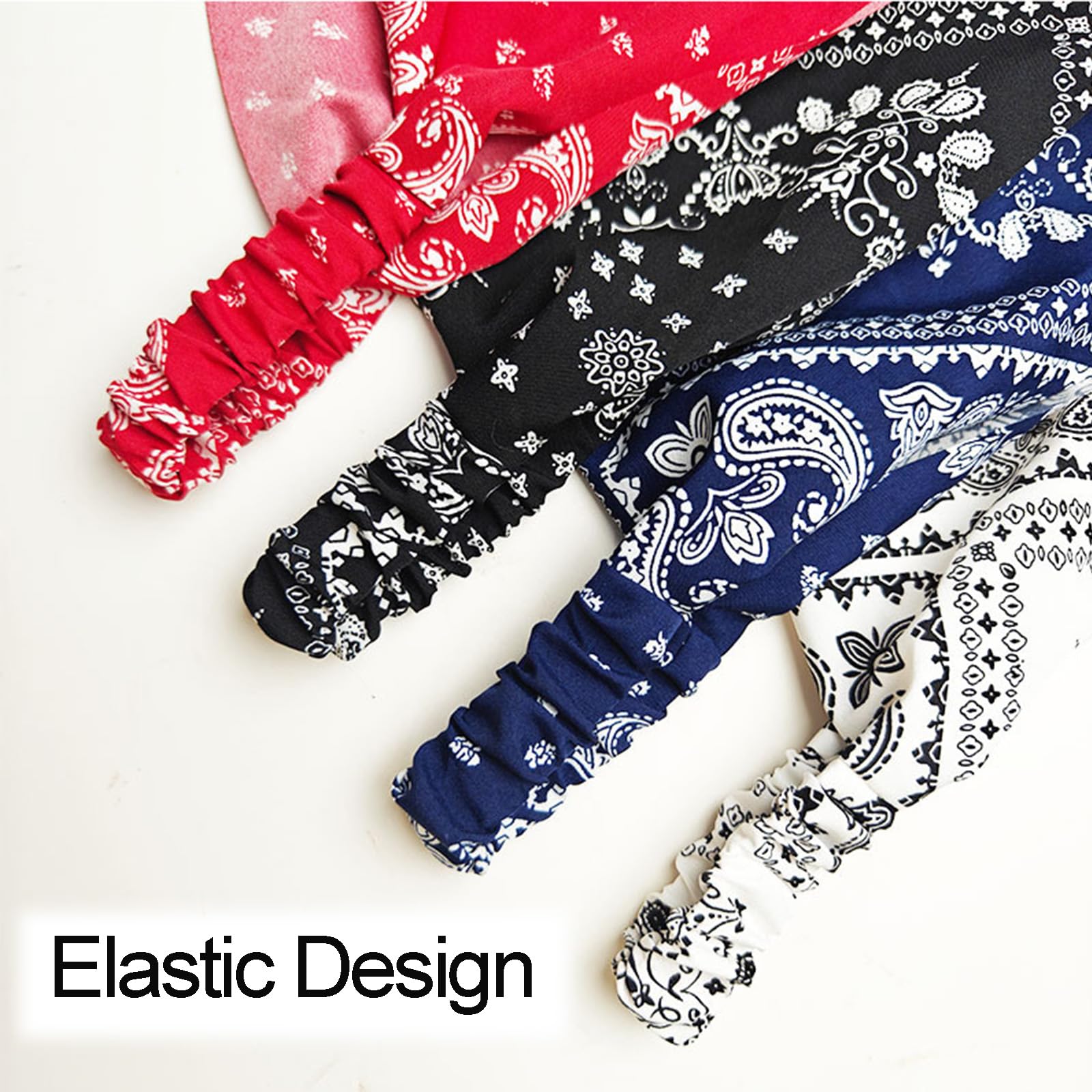 TUHOWEWZ 4PCS Elastic Hair Scarf, Vintage Bandanas Headband Boho Turban - Image 2
