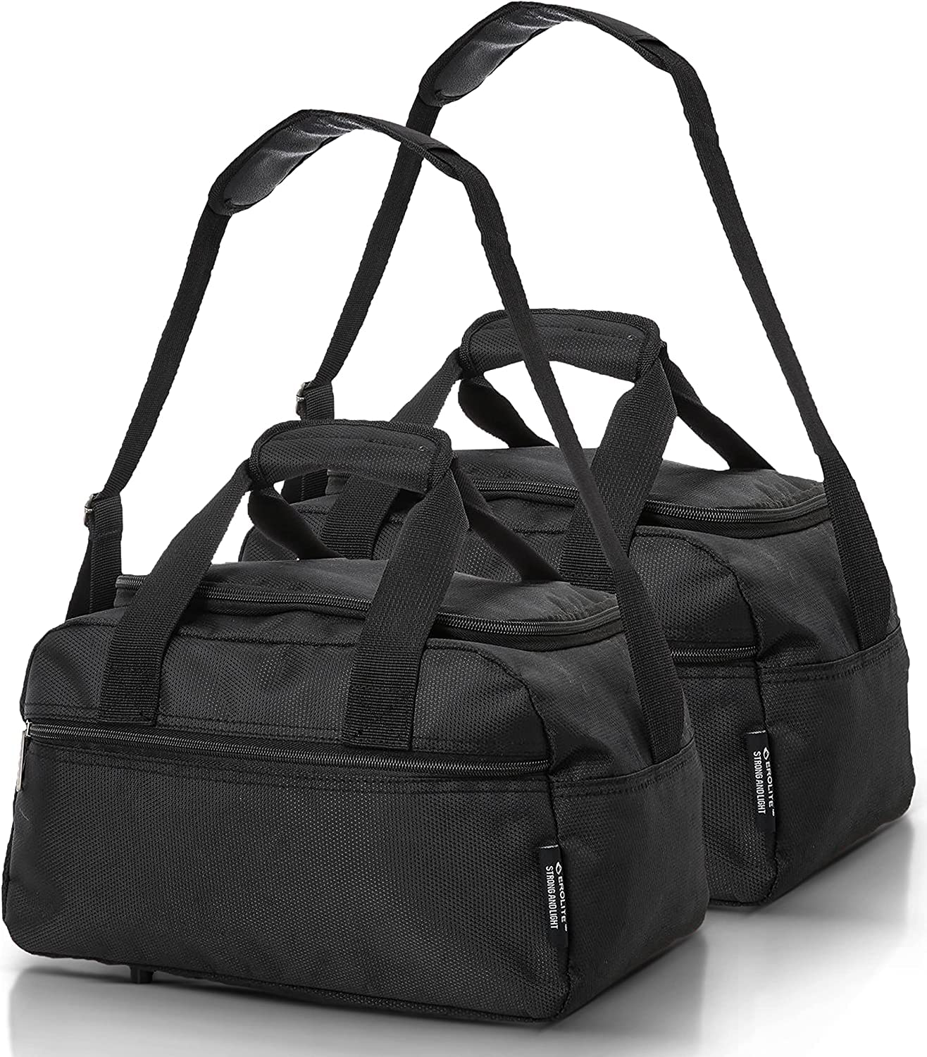 Aerolite 40x20x25cm Ryanair Maximum Size Premium Lightweight Foldable Under Seat Flight Travel Carry On Hand Cabin Luggage Duffel Bag Holdall 40x20x25 (Black, Set of 2)
