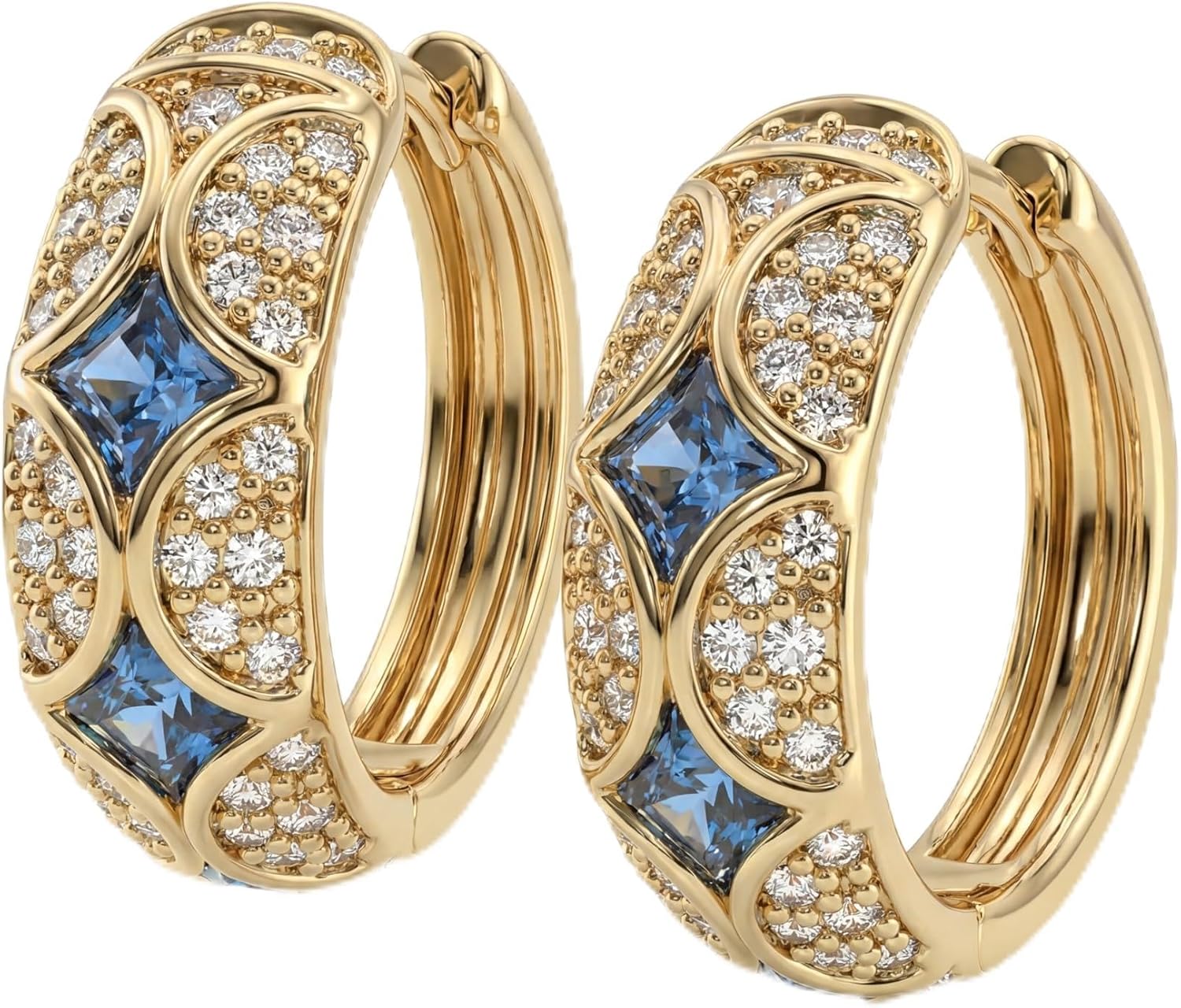 Dremmy Studios Dainty CZ Huggie Hoop Earrings 14K Gold Plated Chunky Simple Cute Thick Round Frill Bead Ball Starburst Cuff Earrings Cubic Zirconia Hoop Earrings Minimalist Personalized Gift for Her