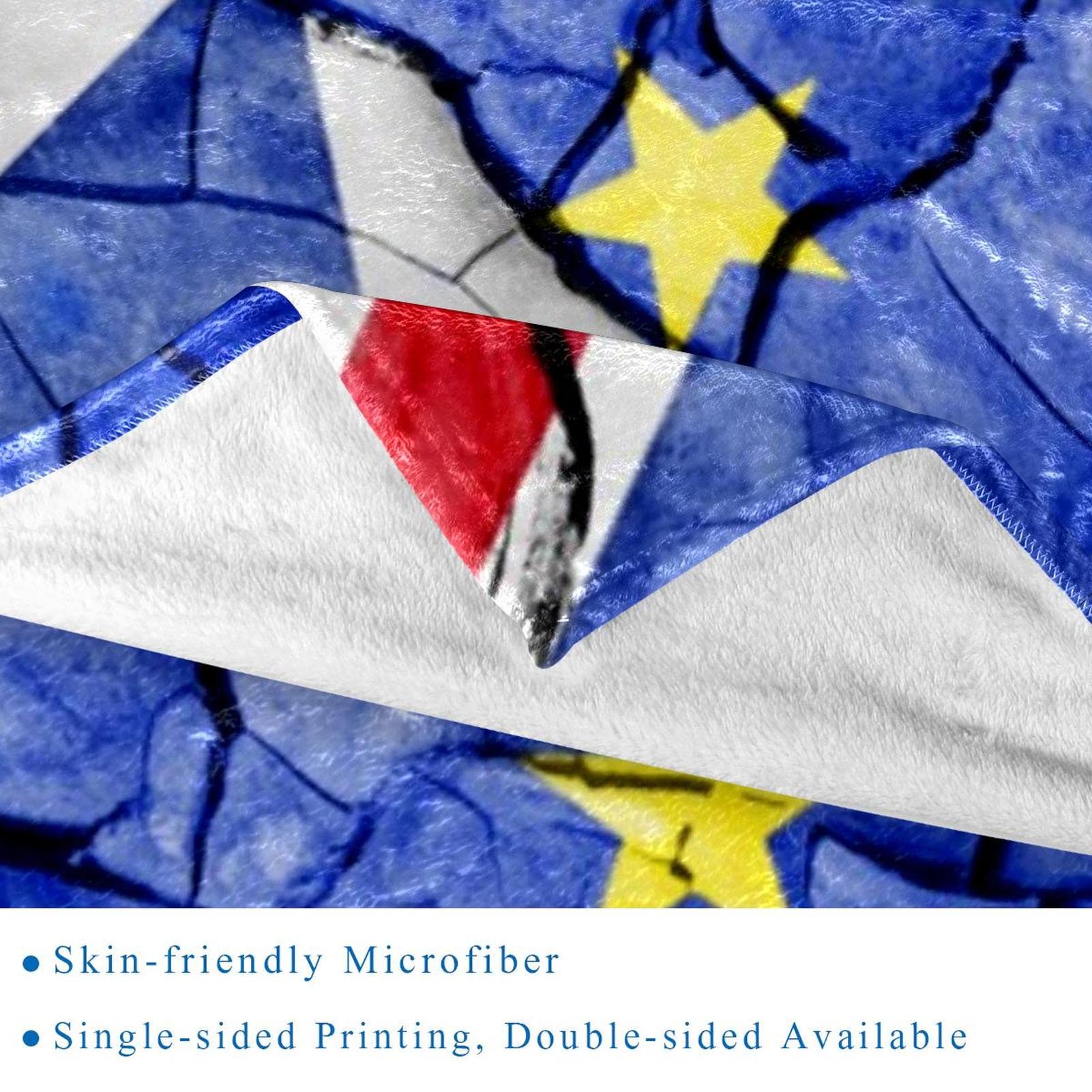 Manta de forro polar, súper suave y lujosa, con diseño de estrella, bandera nacional, color azul
