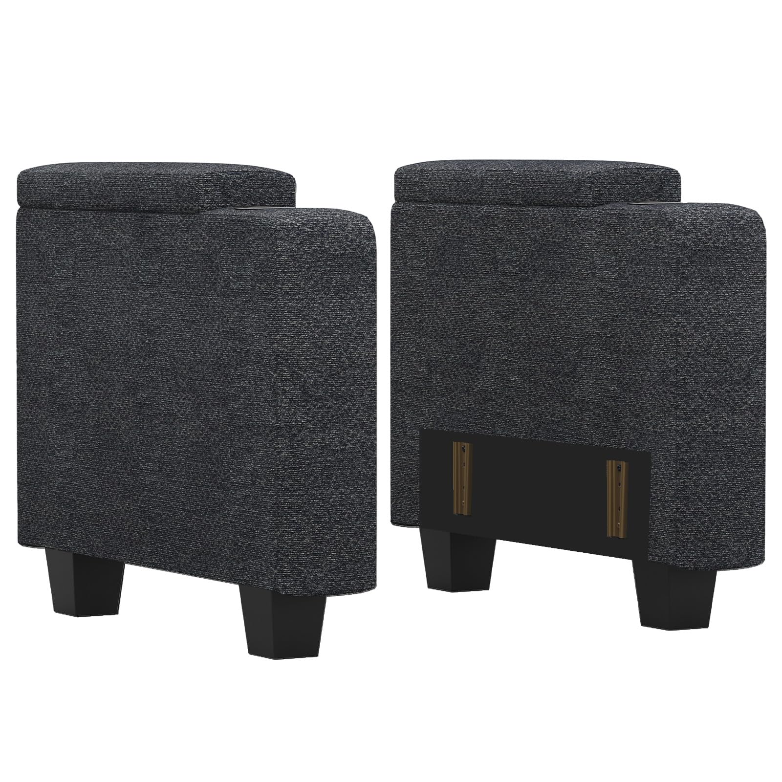 Belffin Fabric Modular Sectional Couch Armrests with Cup Holder, Modular Sofa Side Part for Sectional Sofa Couch. Dark Grey.