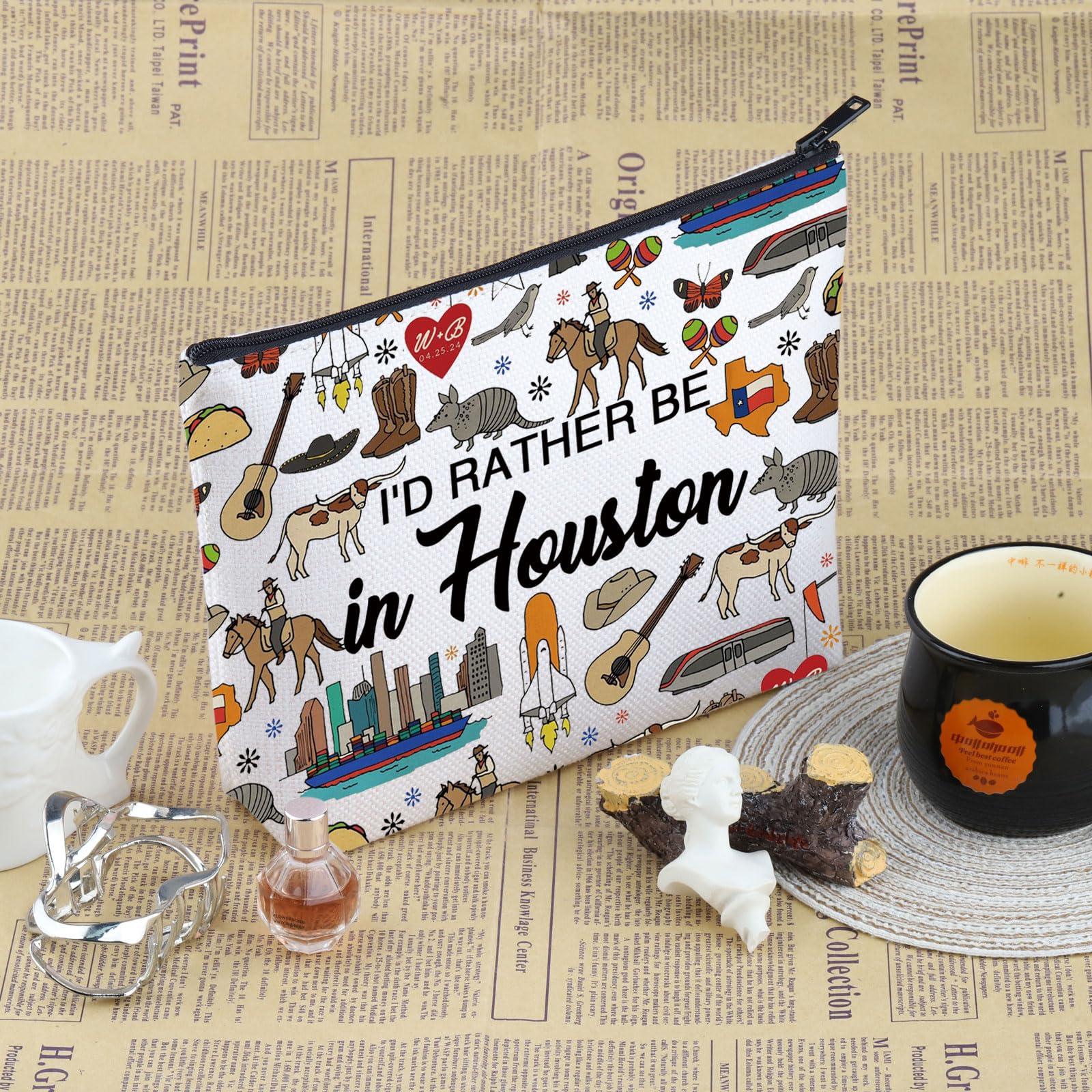 PYOUL Houston Lover Gift I’d Rather Be in Houston Makeup Bag Welcome to Houston Cosmetic Bag Houston Merch (Be in Houston Bag) - Image 3