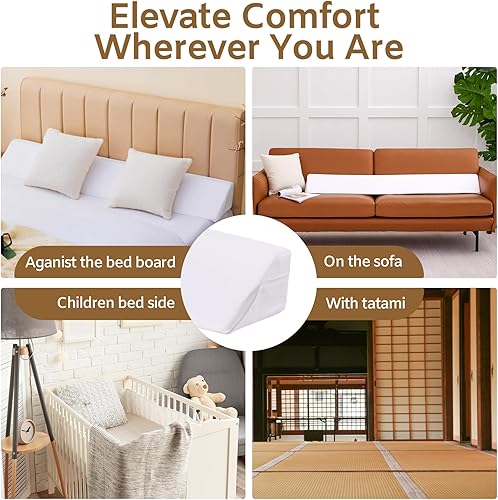 Miniatura 6 de Bedluxe Almohada de cuña para cama King para cabecero, almohada de espuma para cabecero, relleno de espacio de cama, cuña de colchón, relleno de