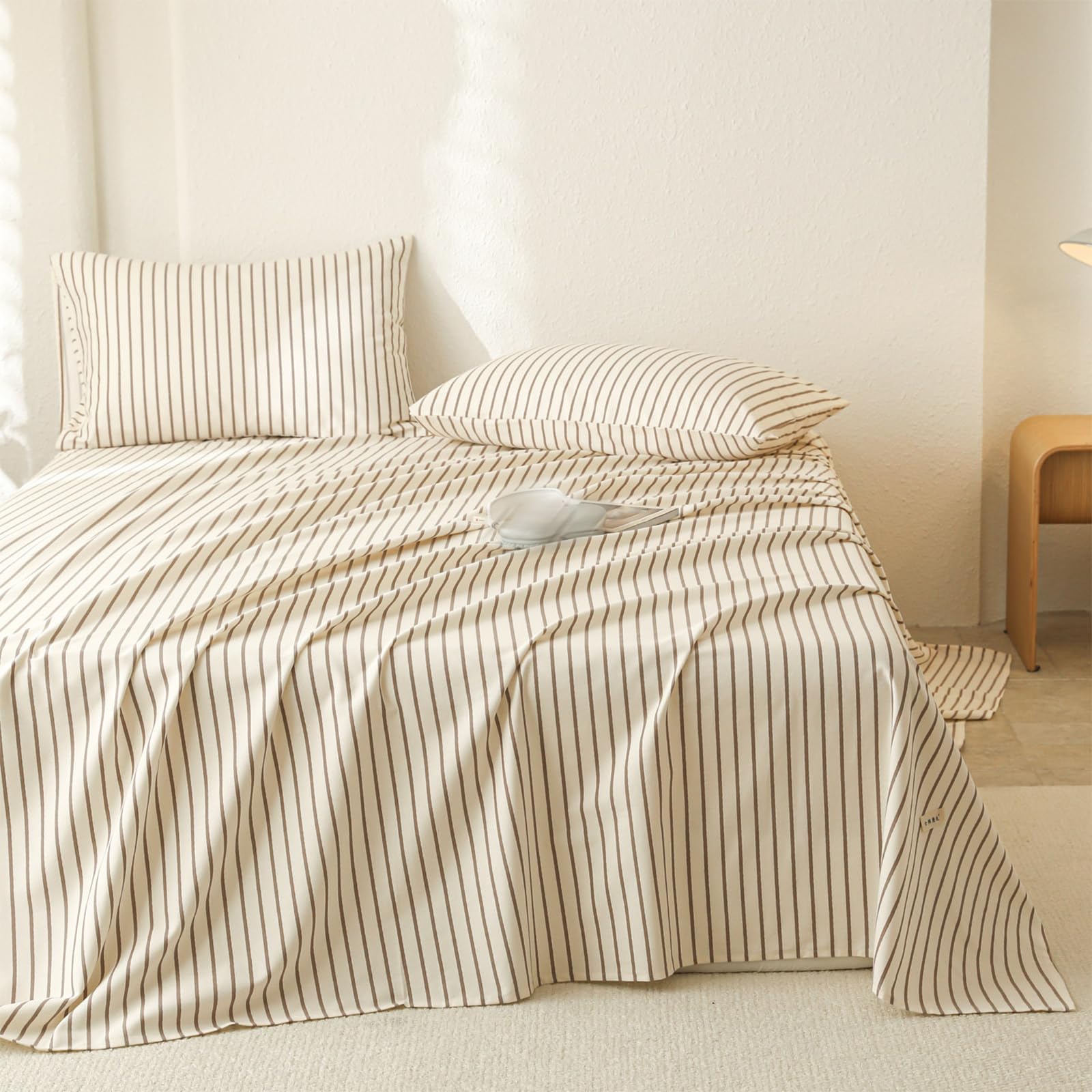 Bettlaken 200x230cm Graue Streifen