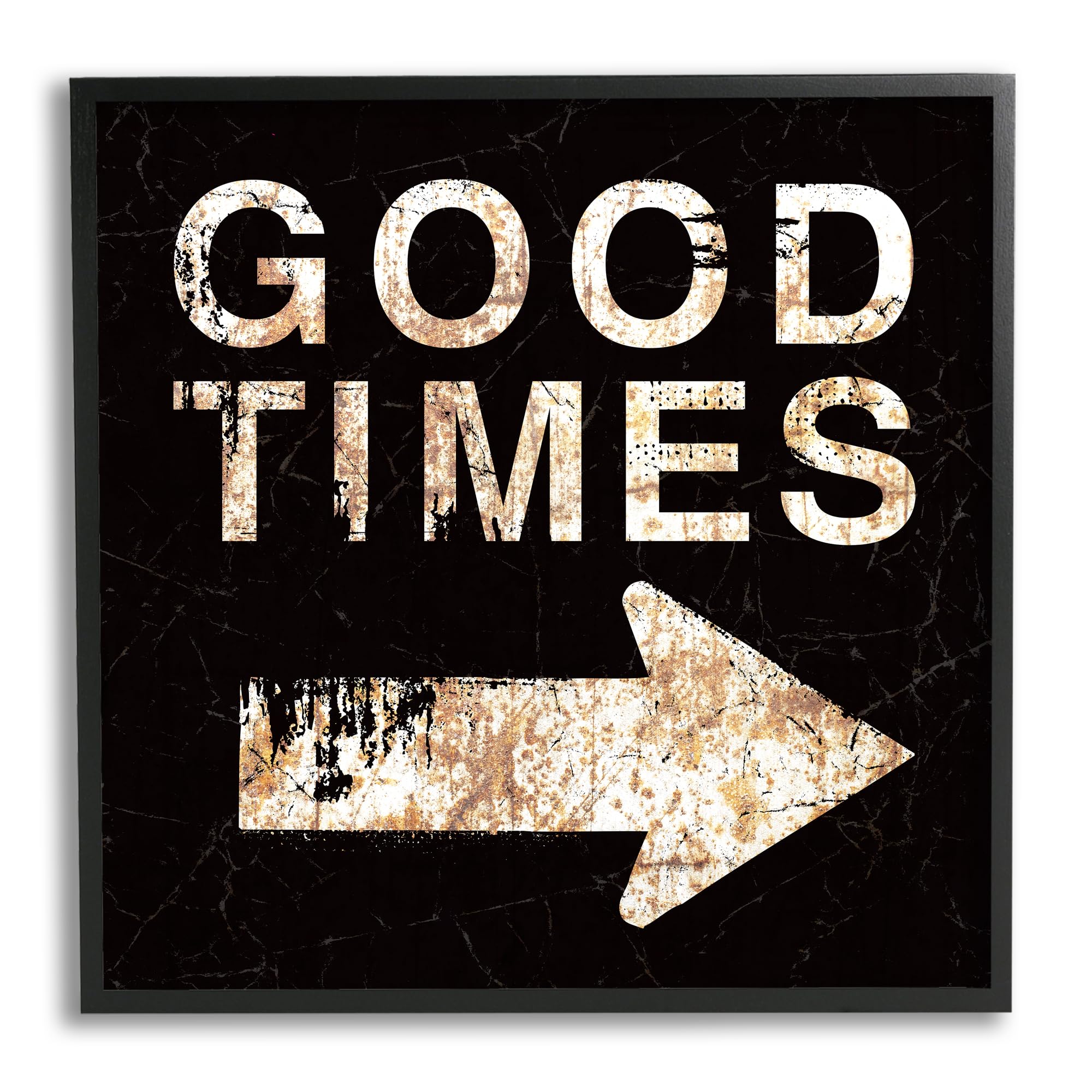 Stupell Industries Good Times Arrow Pointing Right Black Framed Giclee Art Design by Peter Horjus