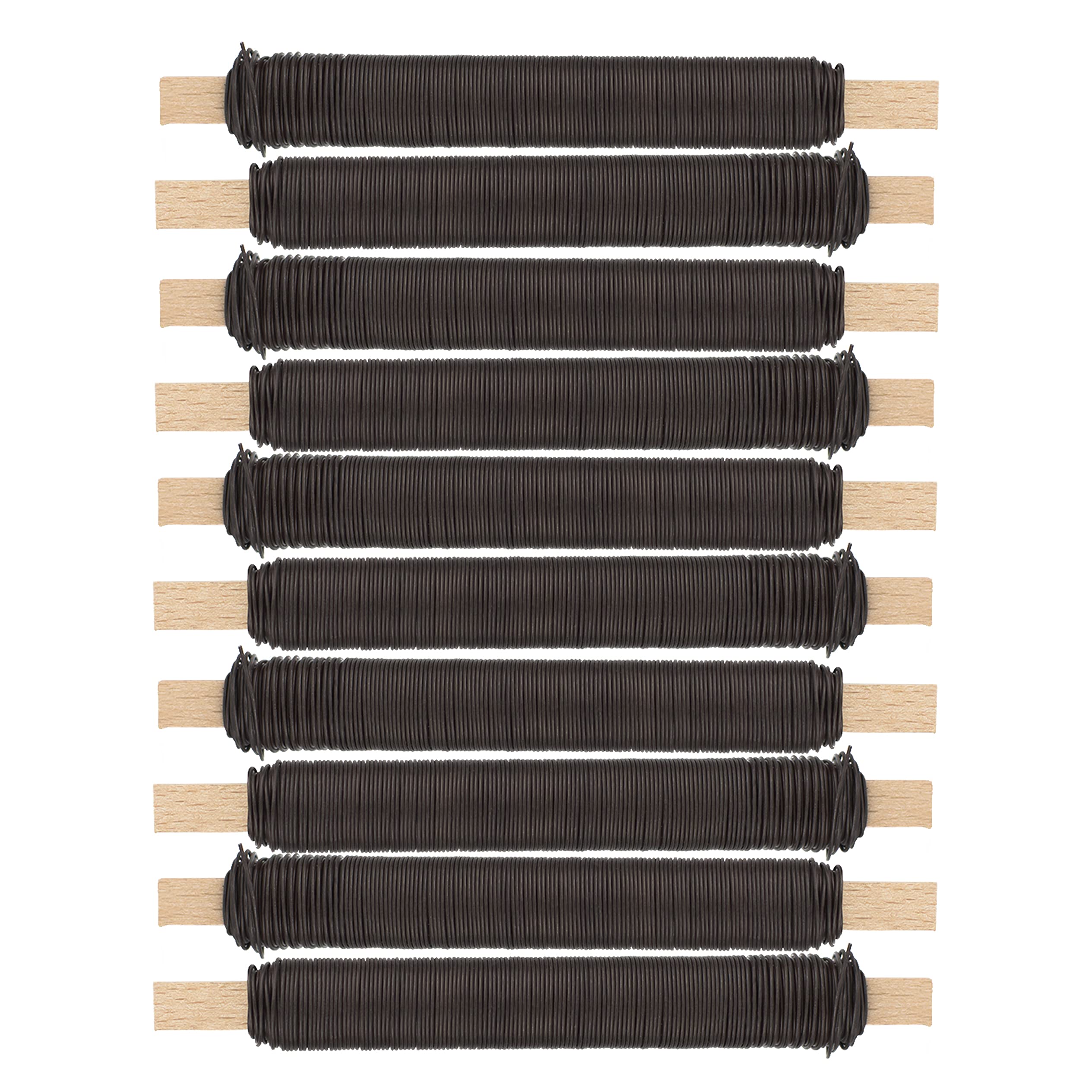 Inter Flowers GmbH Winding Wire Sets, Binding Wire Wound on Wood, Craft Wire, Rustproof Sizes/Material, Plant Wire, Flower Wrapping Wire, Floristry, Floral Wire (10, Brown Painted 0.65 mm/38 m)