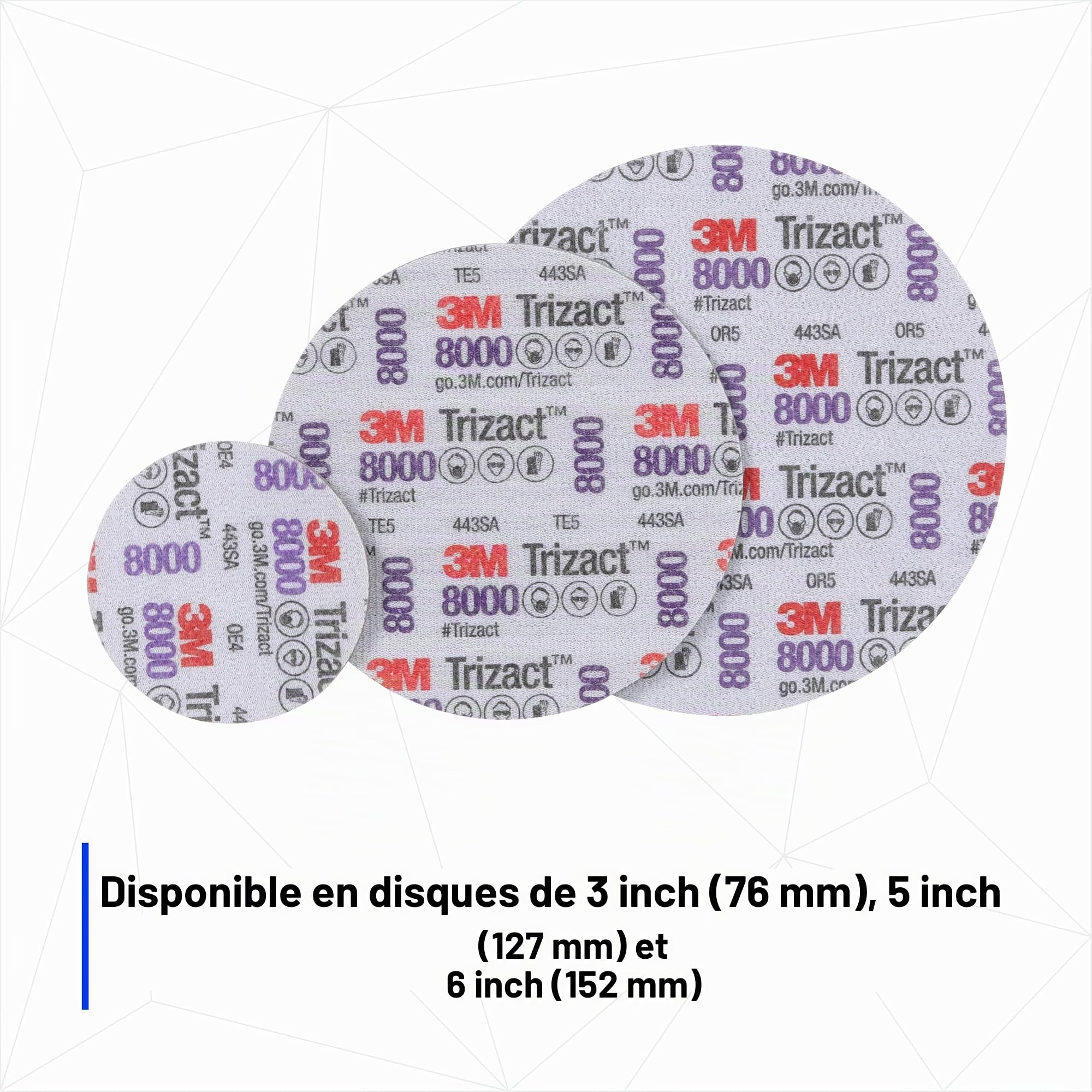 3M Disque en mousse Trizact Hookit 30806, 15,2 cm, grade 8000