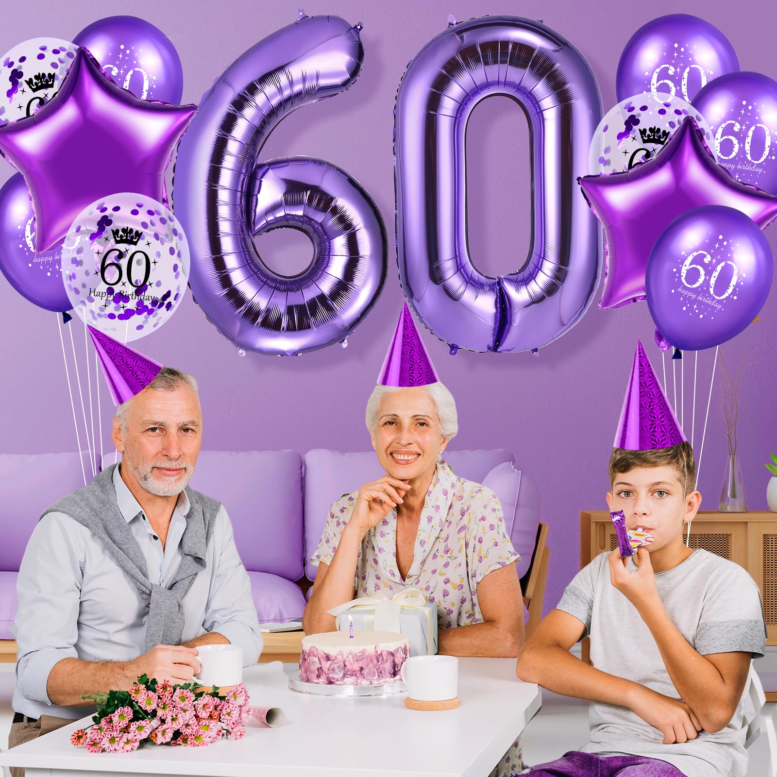 Amazon.com: RUMIA Purple 60th Birthday Balloons, 14 PCS: 40 Inch