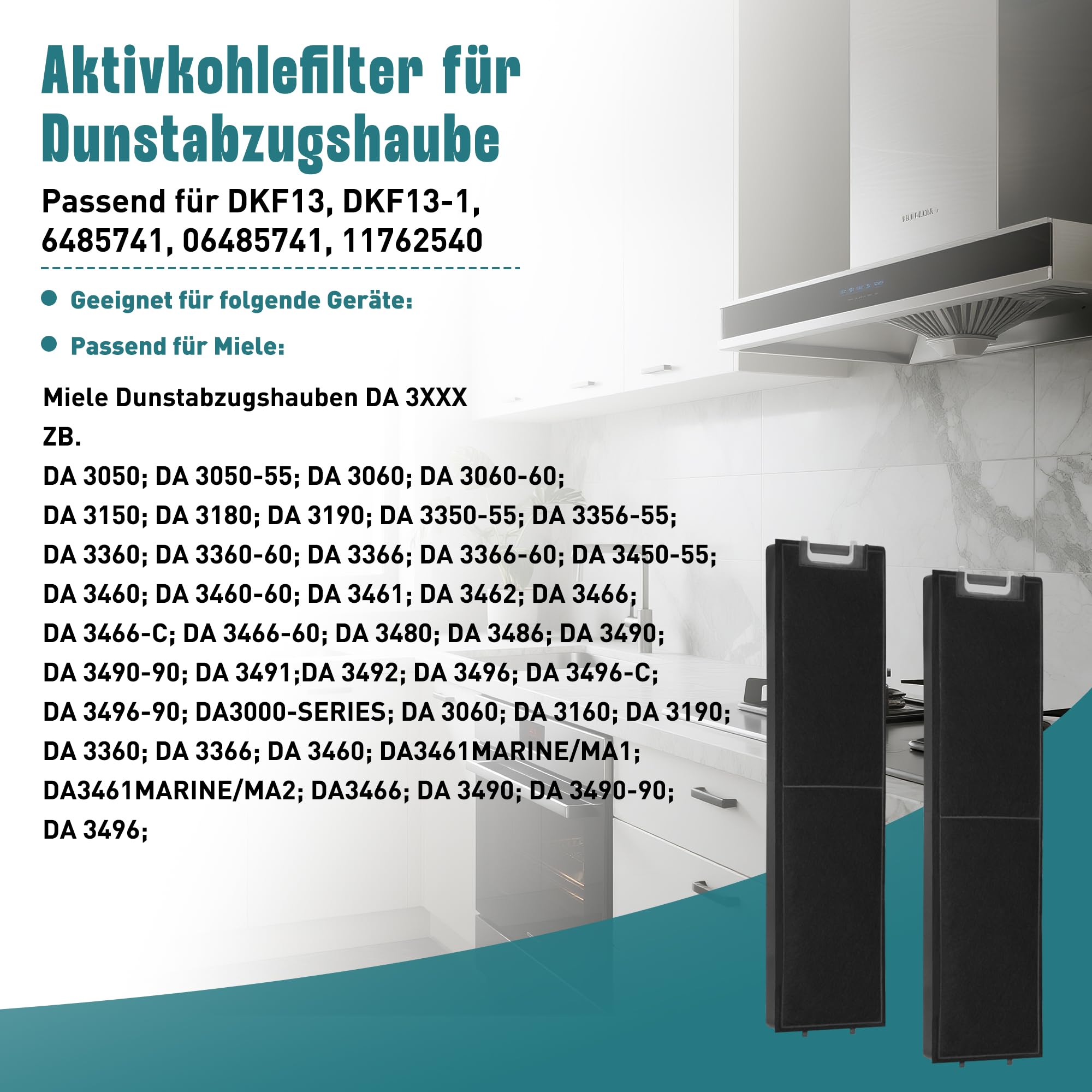2 filtry z węglem aktywnym do okapu kuchennego Miele DKF13-1 DKF13 i 6485741 filtr do okapu kuchennego Miele DA3366 DA3466 DA3496 DA3XXX