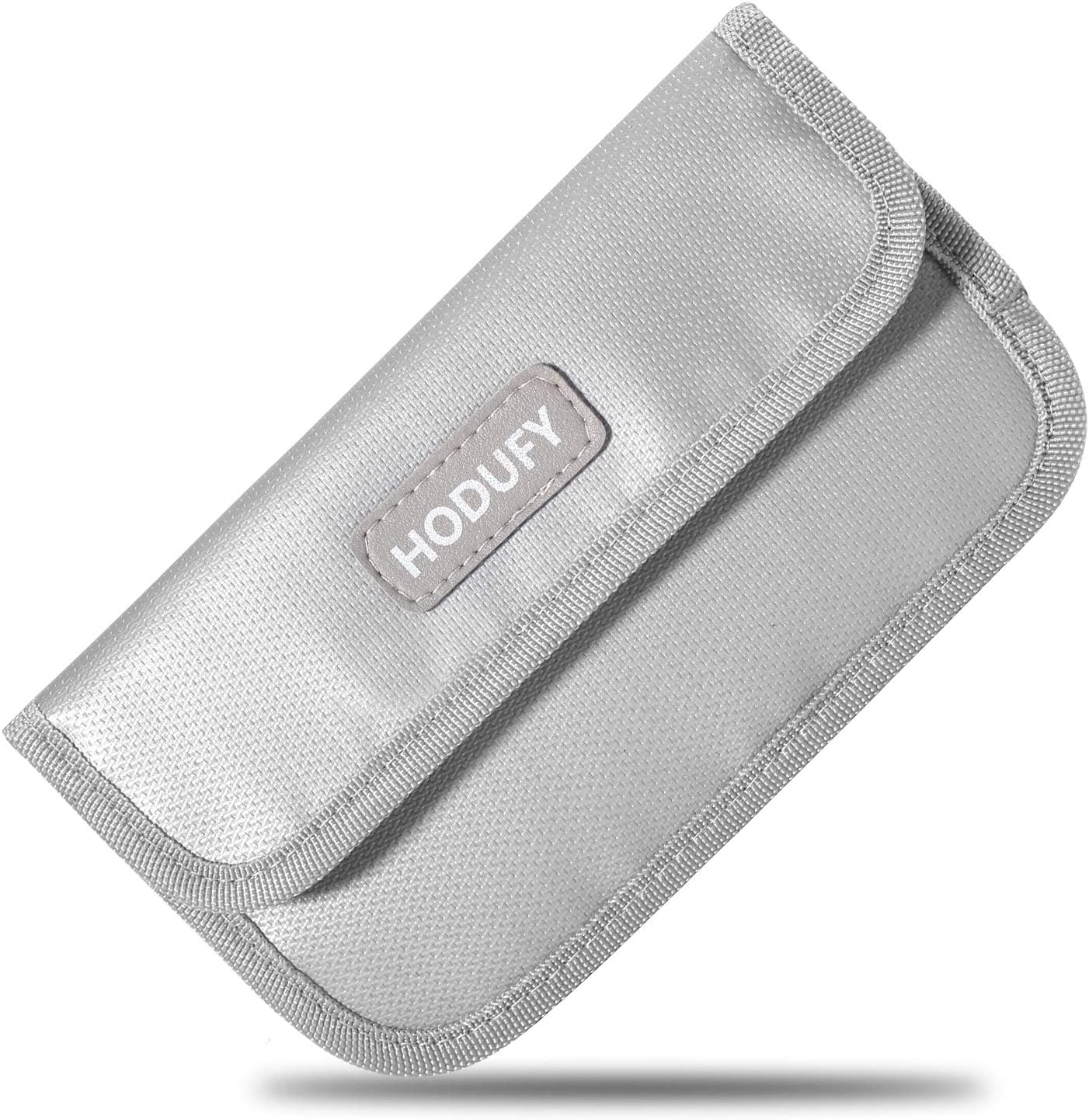 Hodufy Fireproof Faraday Bag, RFID Signal Blocking Bag Shielding Pouch Money Wallet Case for Cell Phone Privacy Protection and Car Key FOB (Gray)