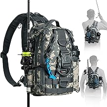 Piscifun Fishing Backpack with Rod Holder, Lightweight Sling Bag Storge Gear and Equipment