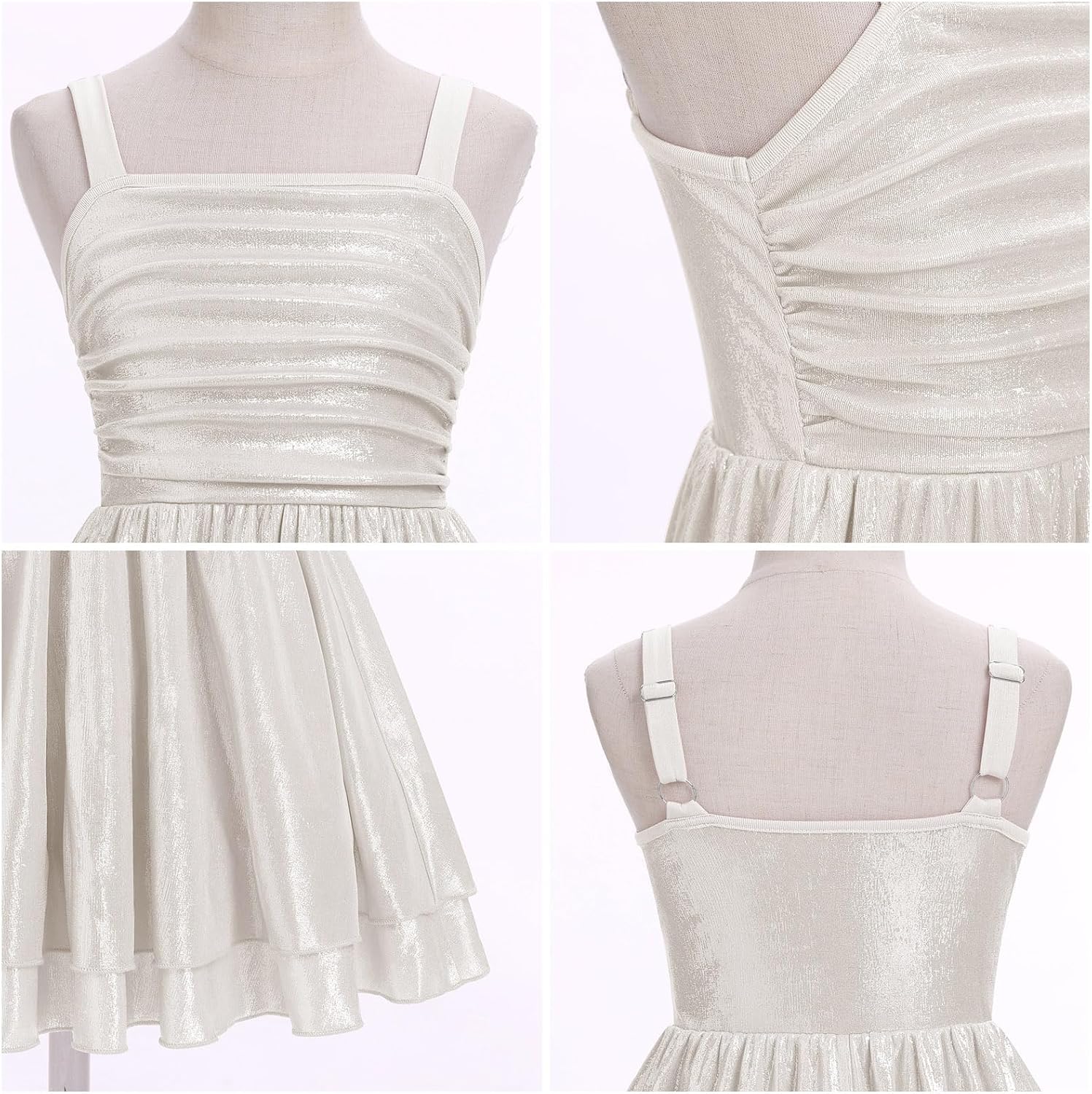 IBAKOM Teen Girl Glitter Ruffle Metallic Dress Tween Pageant Homecoming Graduation Prom Outfits Junior Formal Easter Dress