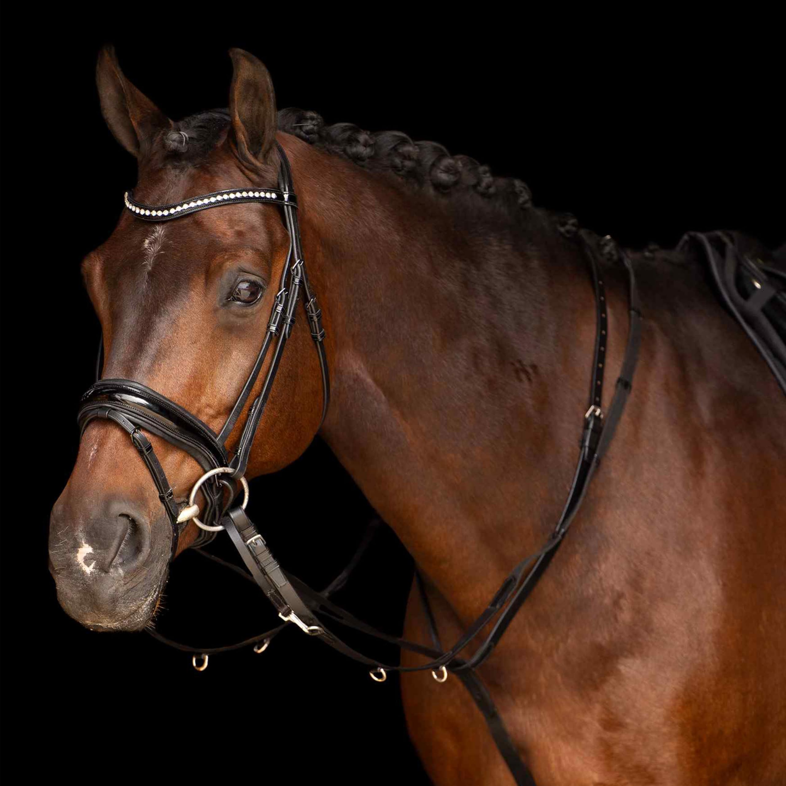 Imperial Riding Thiedemann uzdy IRH Core, regulowane stery treningowe z 3 pierścieniami D, czarne, kucyk