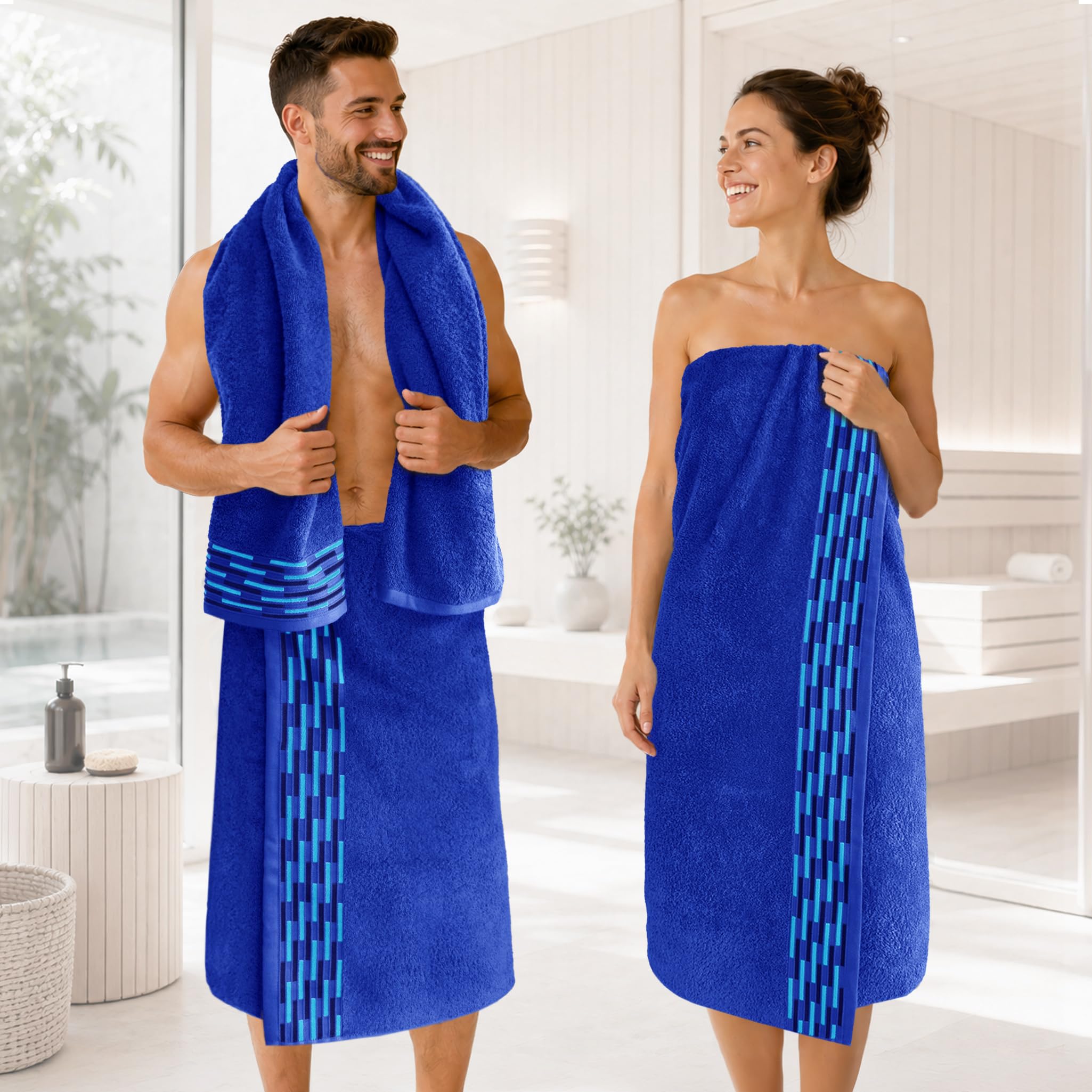Lashuma Toalla Sauna Hombre Lugano, Toalla Azul – Real Ducha, Toalla Playa 100x200 cm