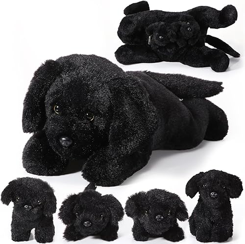5 piezas de animales de peluche para perro, 1 mamá grande con 4 mini bebés, lindo perro de peluche suave con cachorros para cumpleaños y fiesta