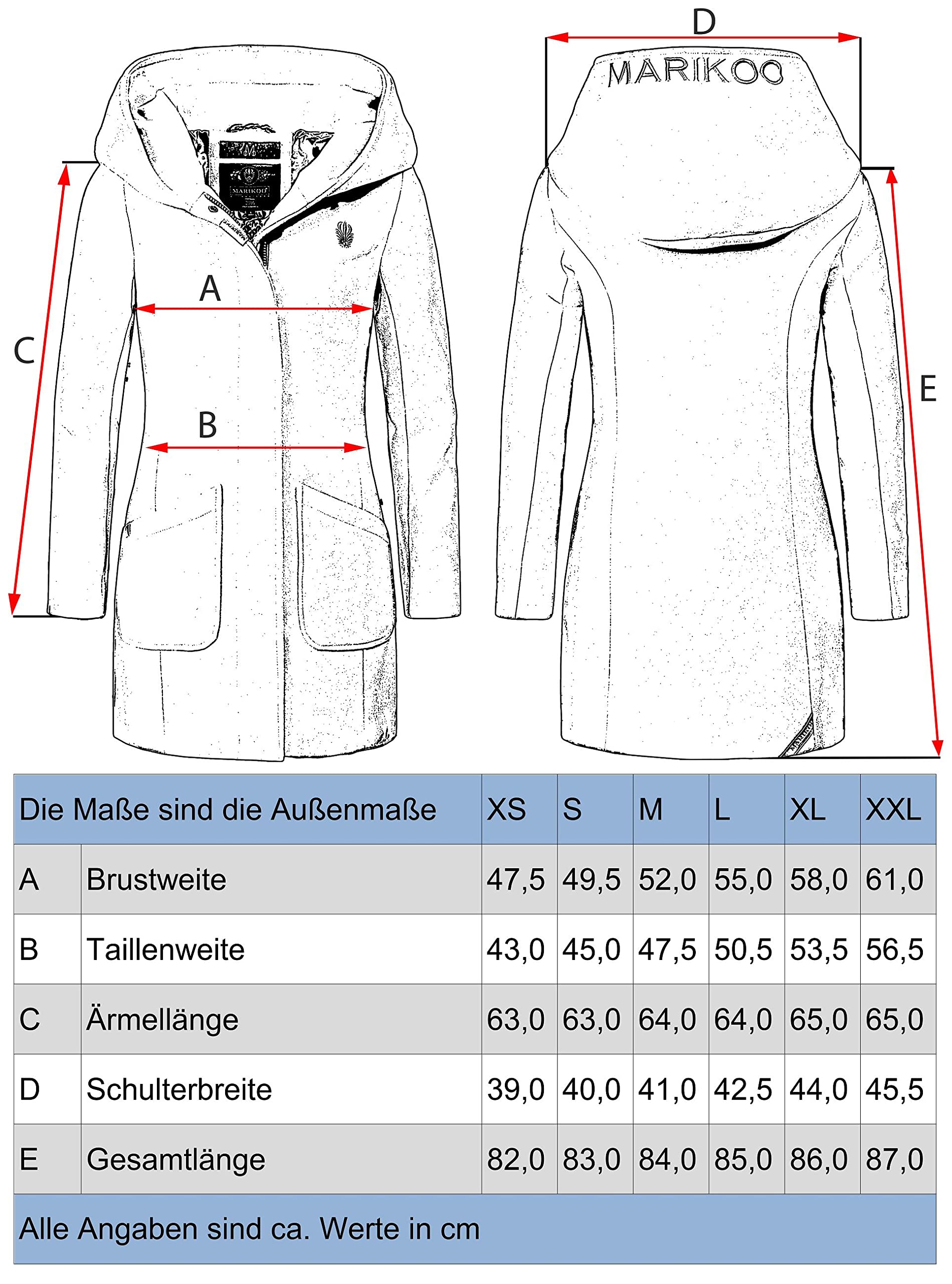 MARIKOO Damski płaszcz wełniany ciepły trencz z kapturem Maikoo XS-5XL