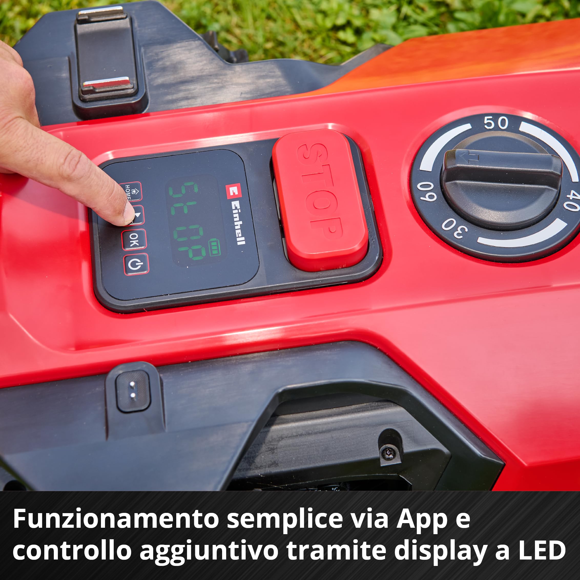 Tosaerba robotizzato Einhell FREELEXO 500 Power X-Change (18 V, controllo App, IPX5, aggiornamenti over-the-air via Wi-Fi, incl. set di installazione per 500 m² + 2,5 Ah Plus)