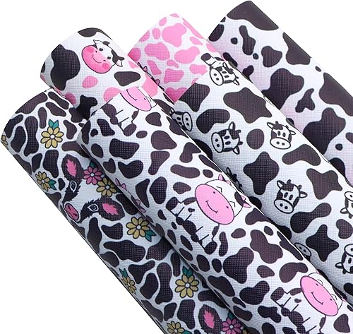 Miniatura 7 de David Angie Hoja de piel sintética con textura de animal, tela de cuero sintético impresa, surtido de 5 piezas de 7.7 x 12.9 pulgadas (7.9 in x 13.0