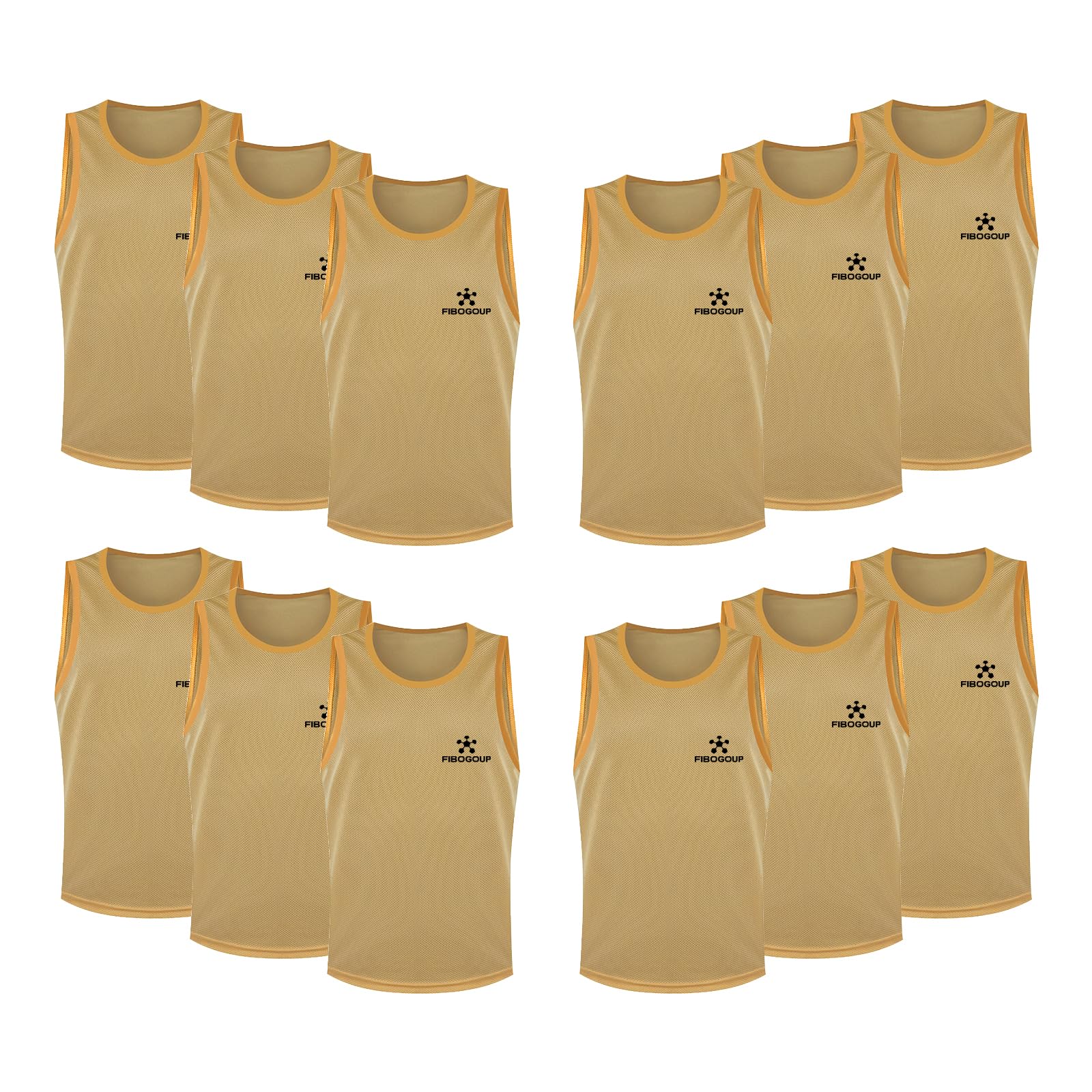 FIBOGOUP Football Bibs [12 Pack], Quick-Dry Multi Sports bibs,Durable Training bibs FOR Kids to Aldut,Universal size, suitable for various scenarios-Metallic-XL