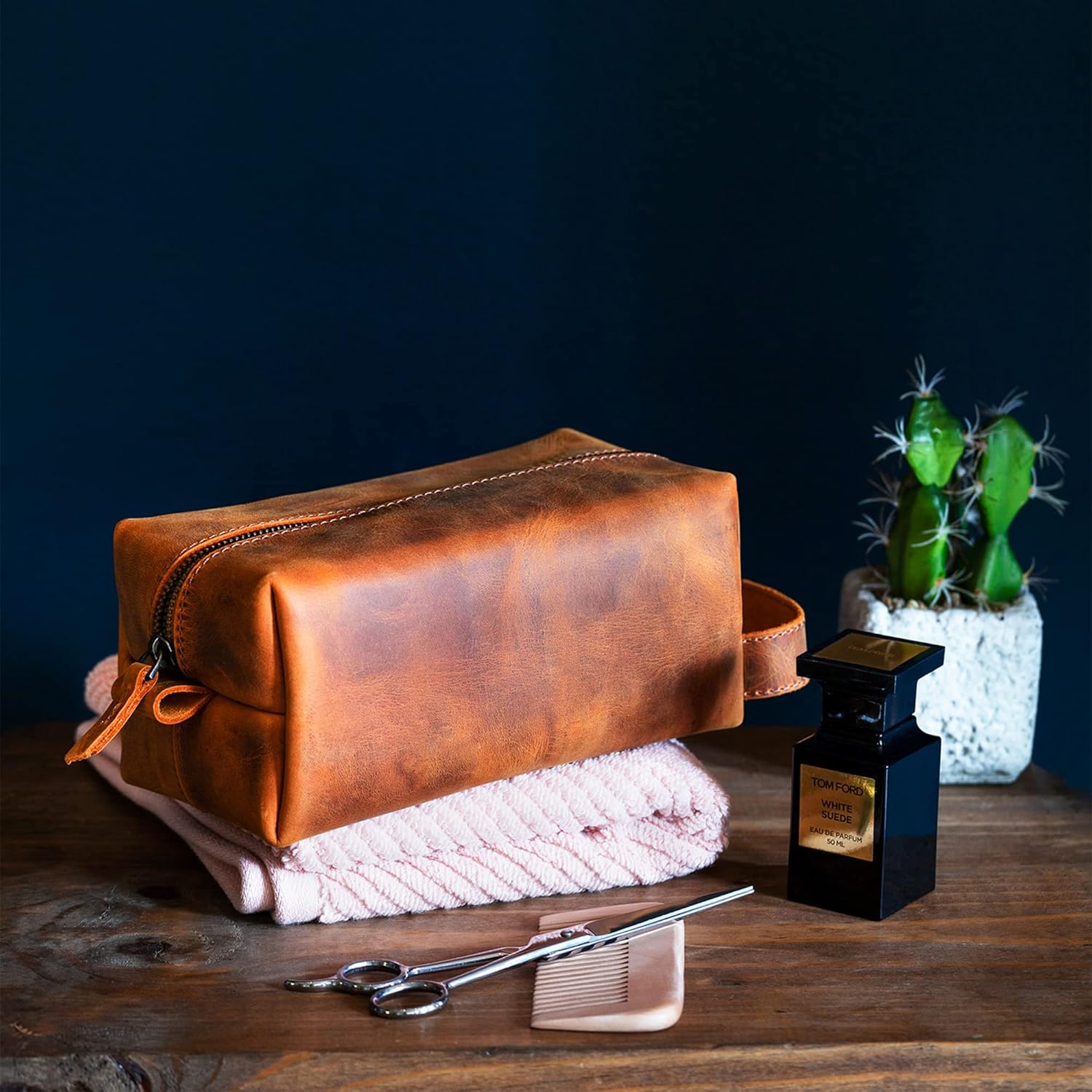 Londo Genuine Leather Travel Toiletry, Makeup, Shaving Organizer Bag - Dopp Kits - Unisex