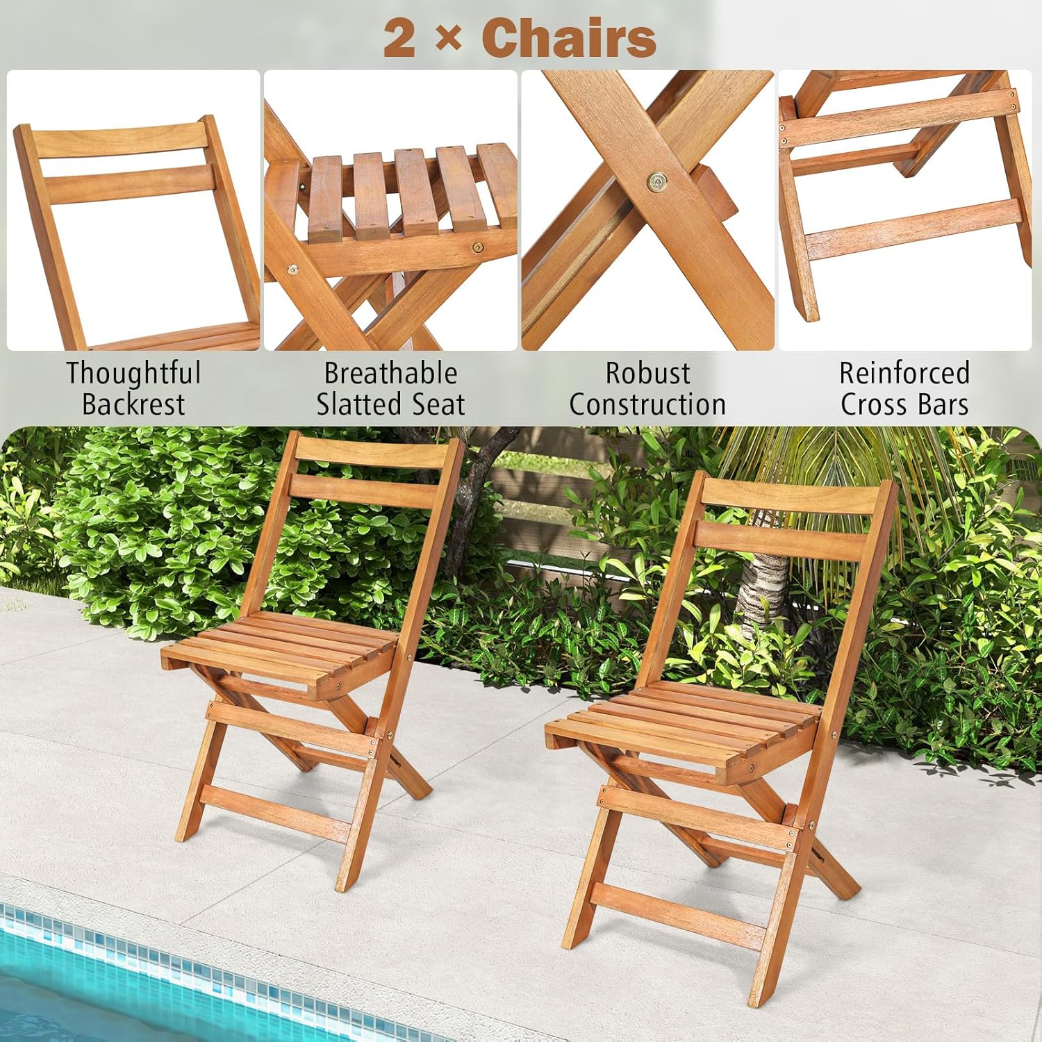 Pakistan Wood Folding Patio Chairs Tangkula Pieces Folding Patio