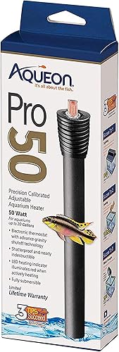 Aqueon Calentador de acuario PRO ajustable de hasta 20 galones, 50 vatios
