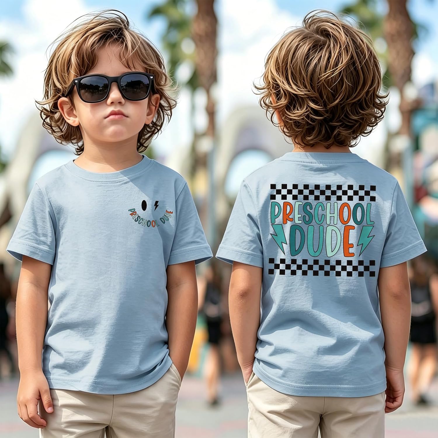 CM C&M WODRO Toddler Boy First Day of School Shirt Preschool Dude T-Shirt Kid Back to School Outfit Cute Summer Tee Tops 3-4T
