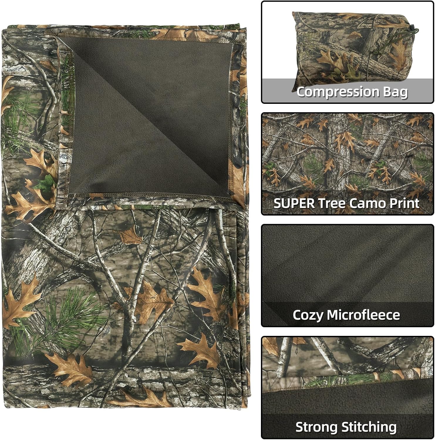 LOOGU Camo Blanket Waterproof Insulation Poncho Liner for Outdoor Camping, Hiking, Hunting, Survival, Backpacking, Picnicking