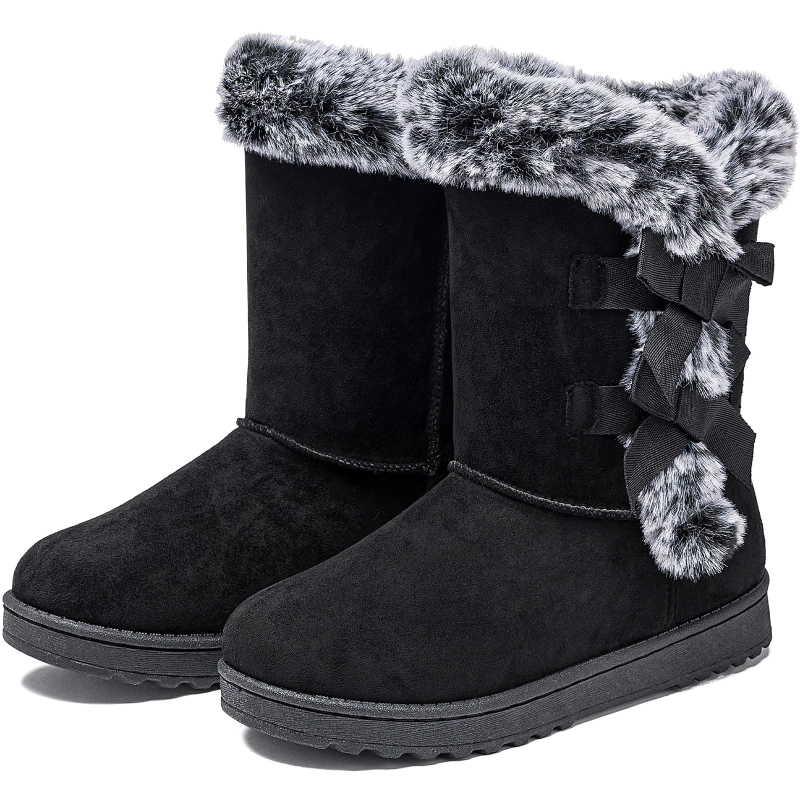 Uoidru Womens Snow Boots Anti-Slip Mid-calf Winter Boots for Womens Faux Fur Lined Winter Suede Snow Boots Womens