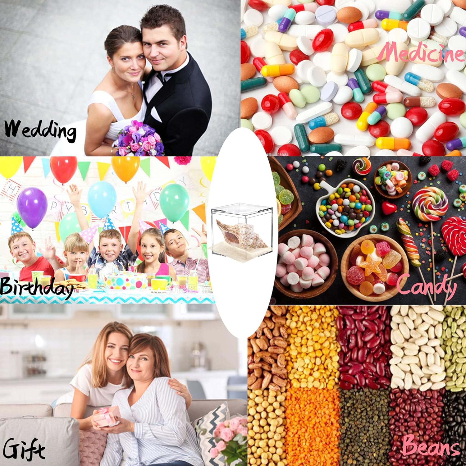 KissYou Acrylic Box with Lid Clear Candy Boxes Plastic Square Cube Easter Decorative Box Jewelry Display Box Mini Clear Storage Container