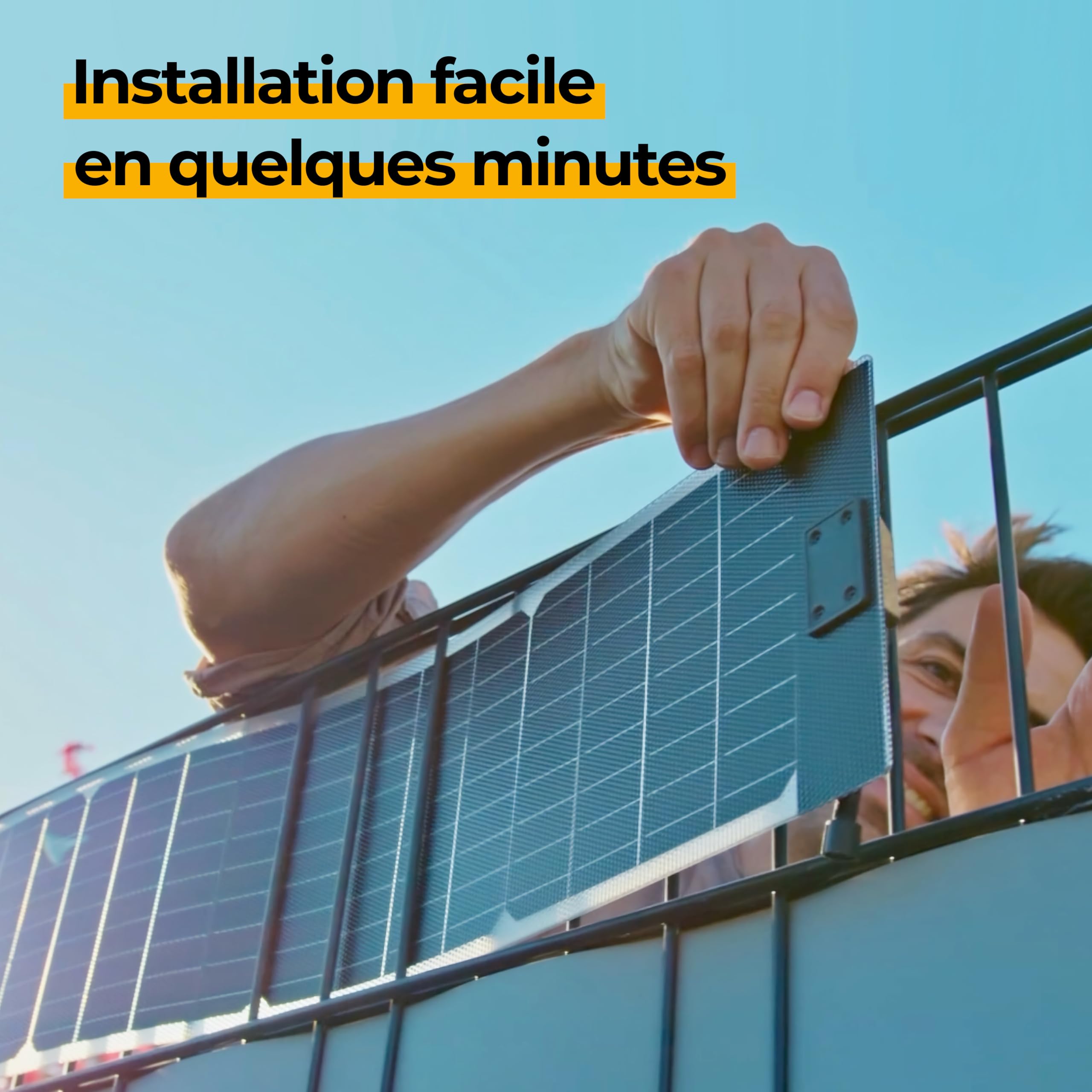 VERTICAL+ Système photovoltaïque 5 m – Bandes brise-vue photovoltaïques bifaciales pour clôtures à double fil, 936 Wc, kit complet avec onduleur et câble Schuko 10m - Prêt à brancher